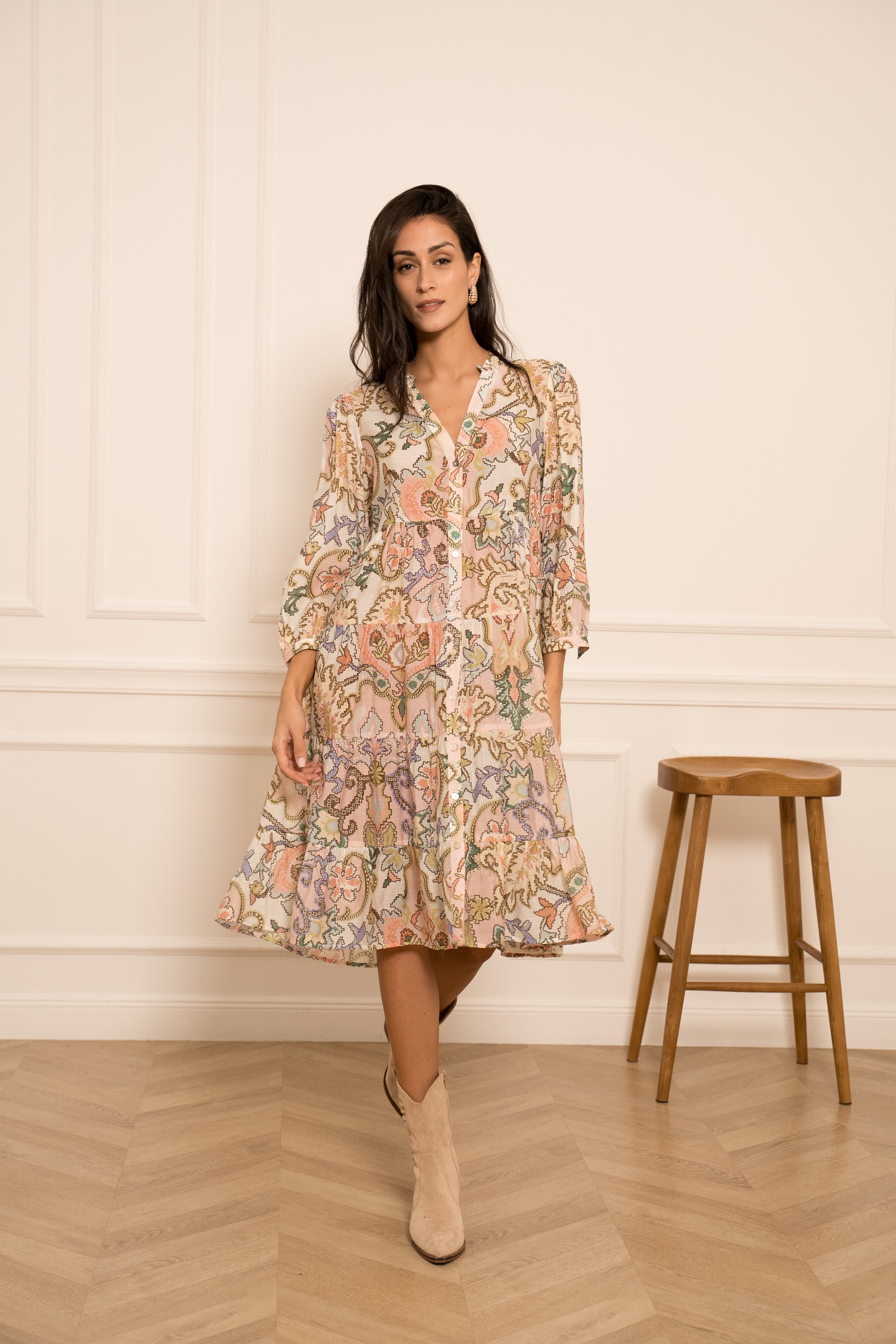 Mid-length printed dress Saint-Tropez