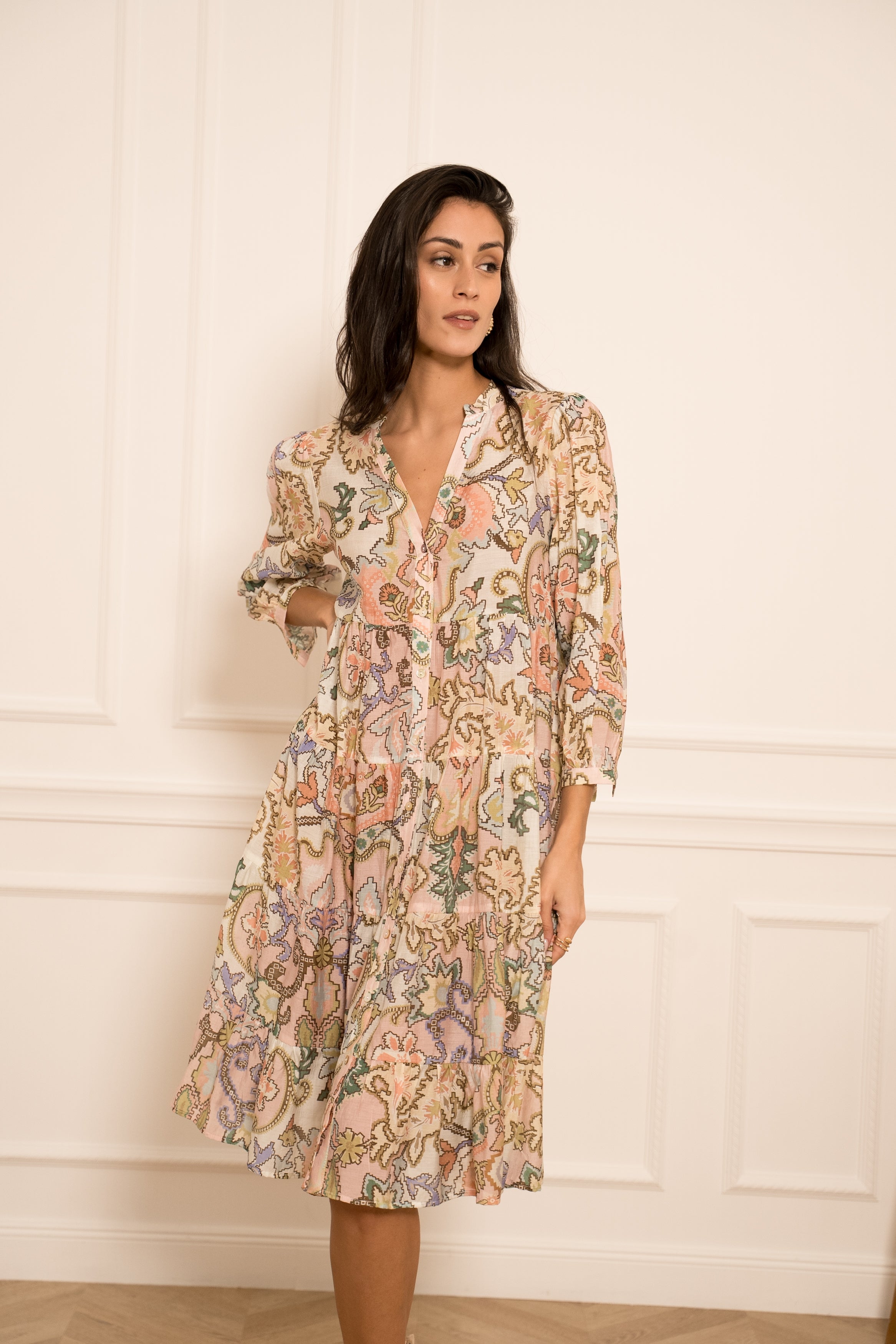 Mid-length printed dress Saint-Tropez