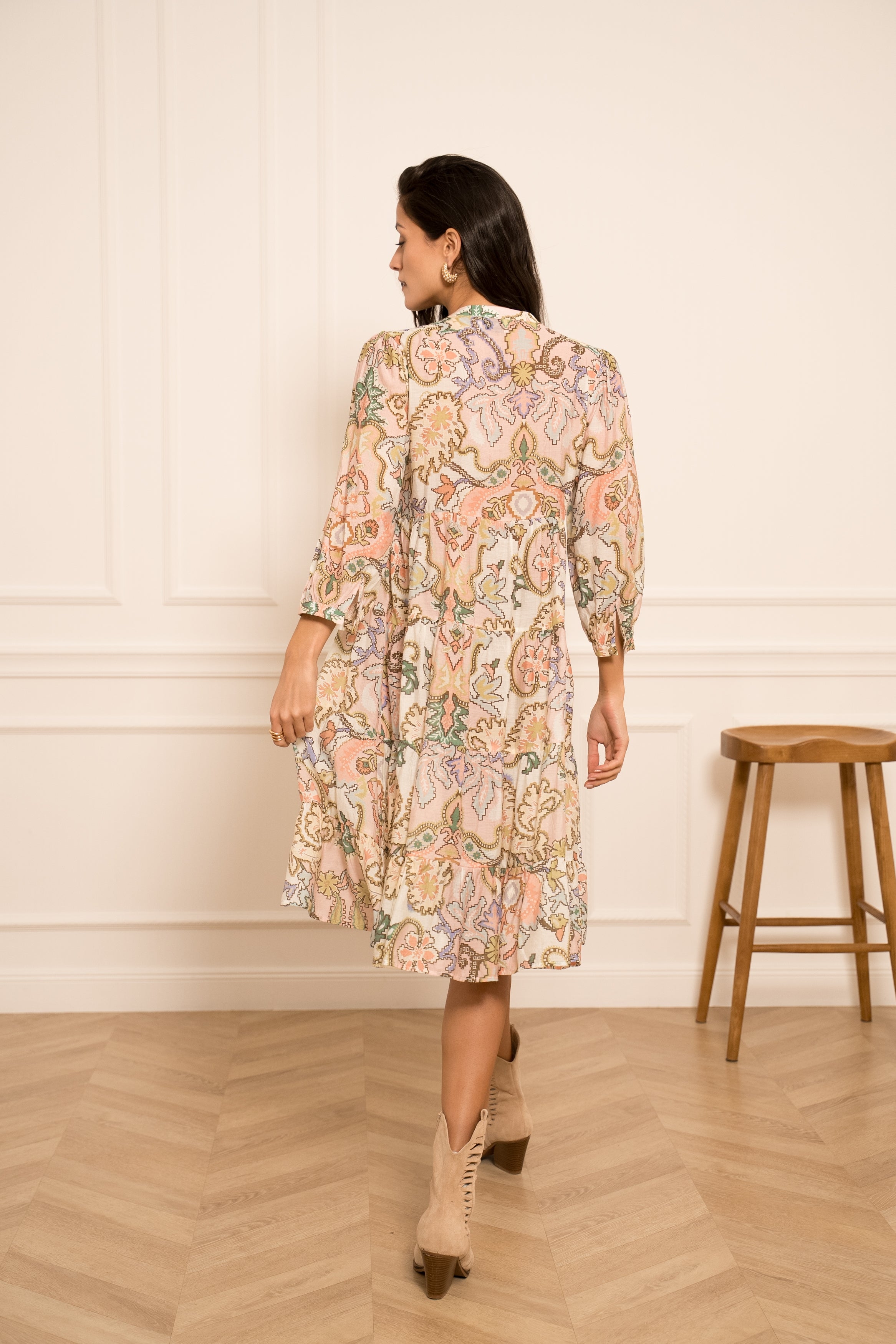 Mid-length printed dress Saint-Tropez