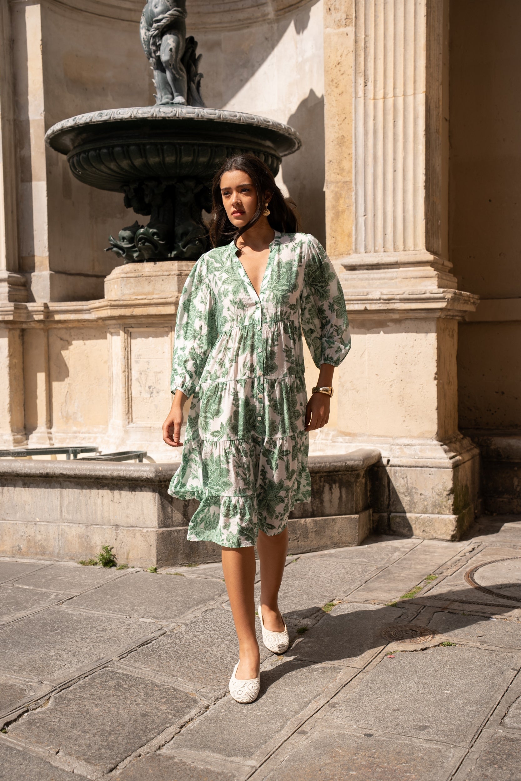 Mid-length printed dress Saint-Tropez
