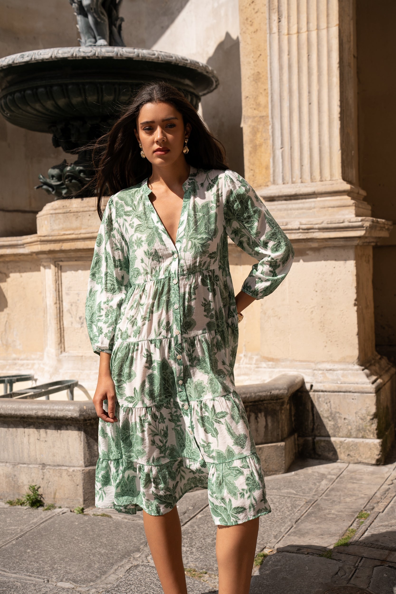 Mid-length printed dress Saint-Tropez