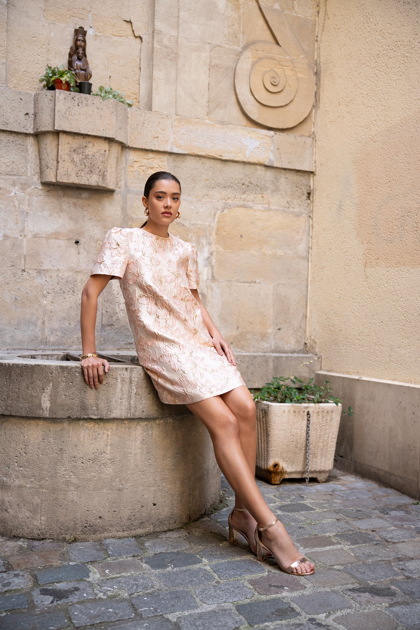 Short silk printed Saint-Tropez dress