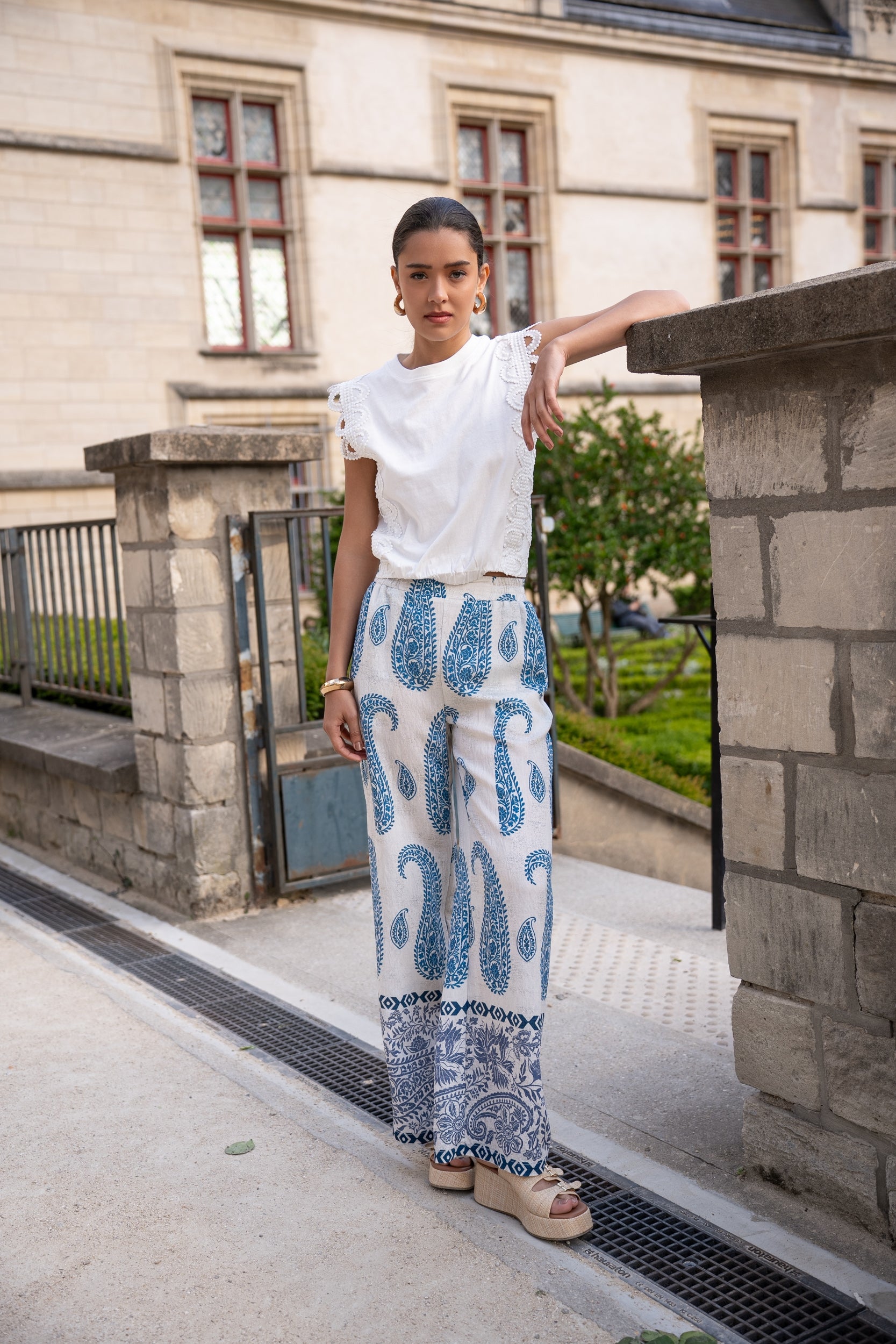 Pantalon palazzo imprimé Daisy