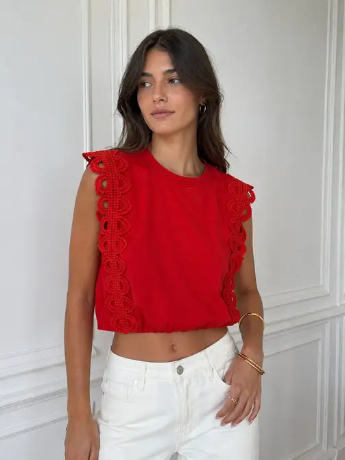 Top en coton & dentelle