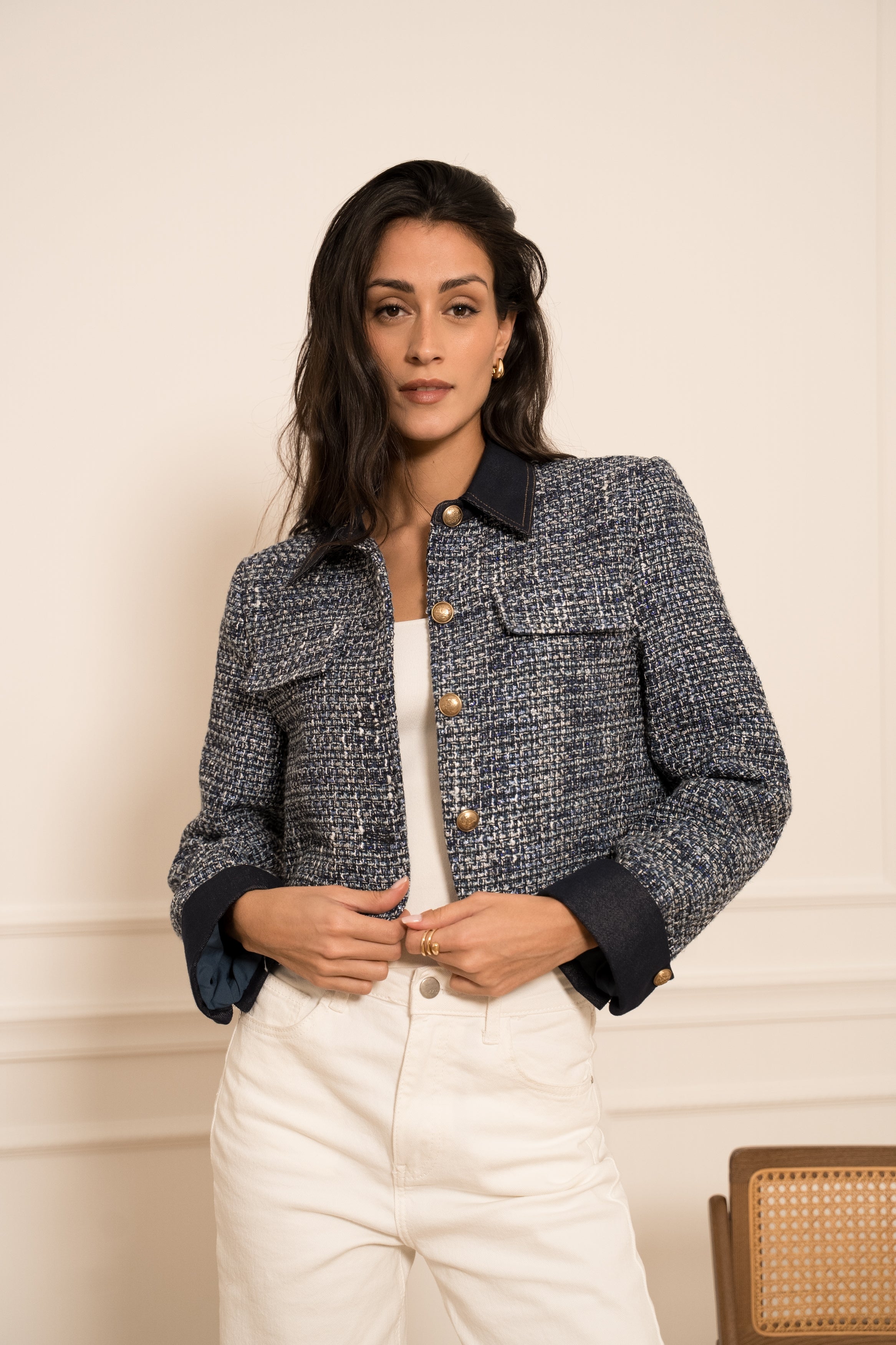 Veste Élise en tweed & denim