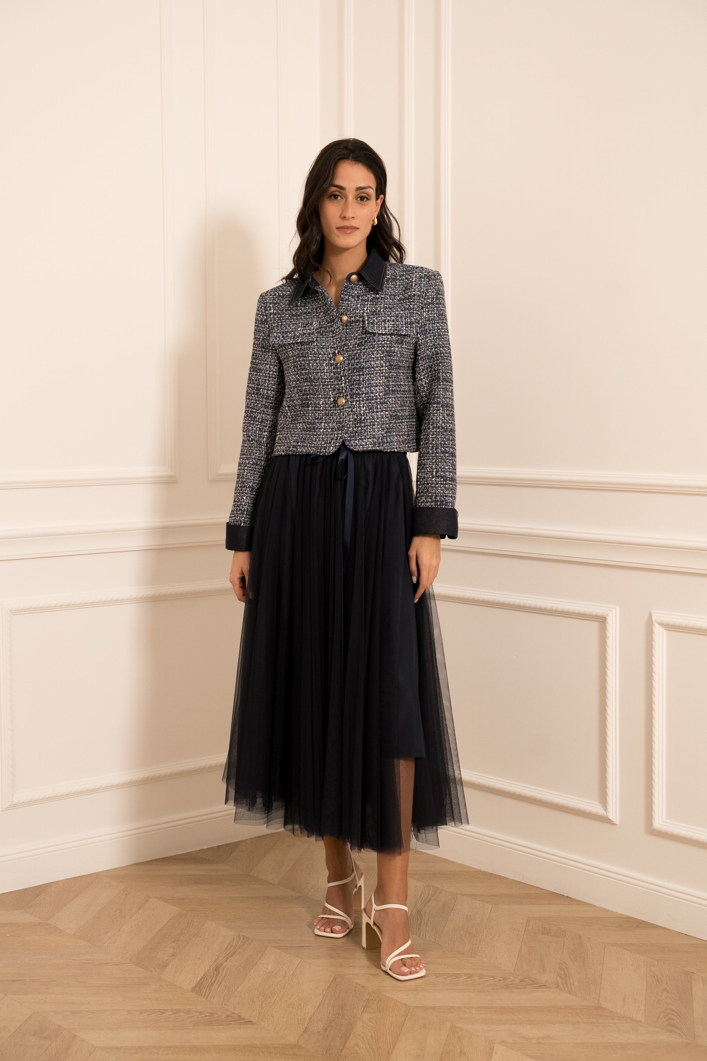 Veste Élise en tweed & denim