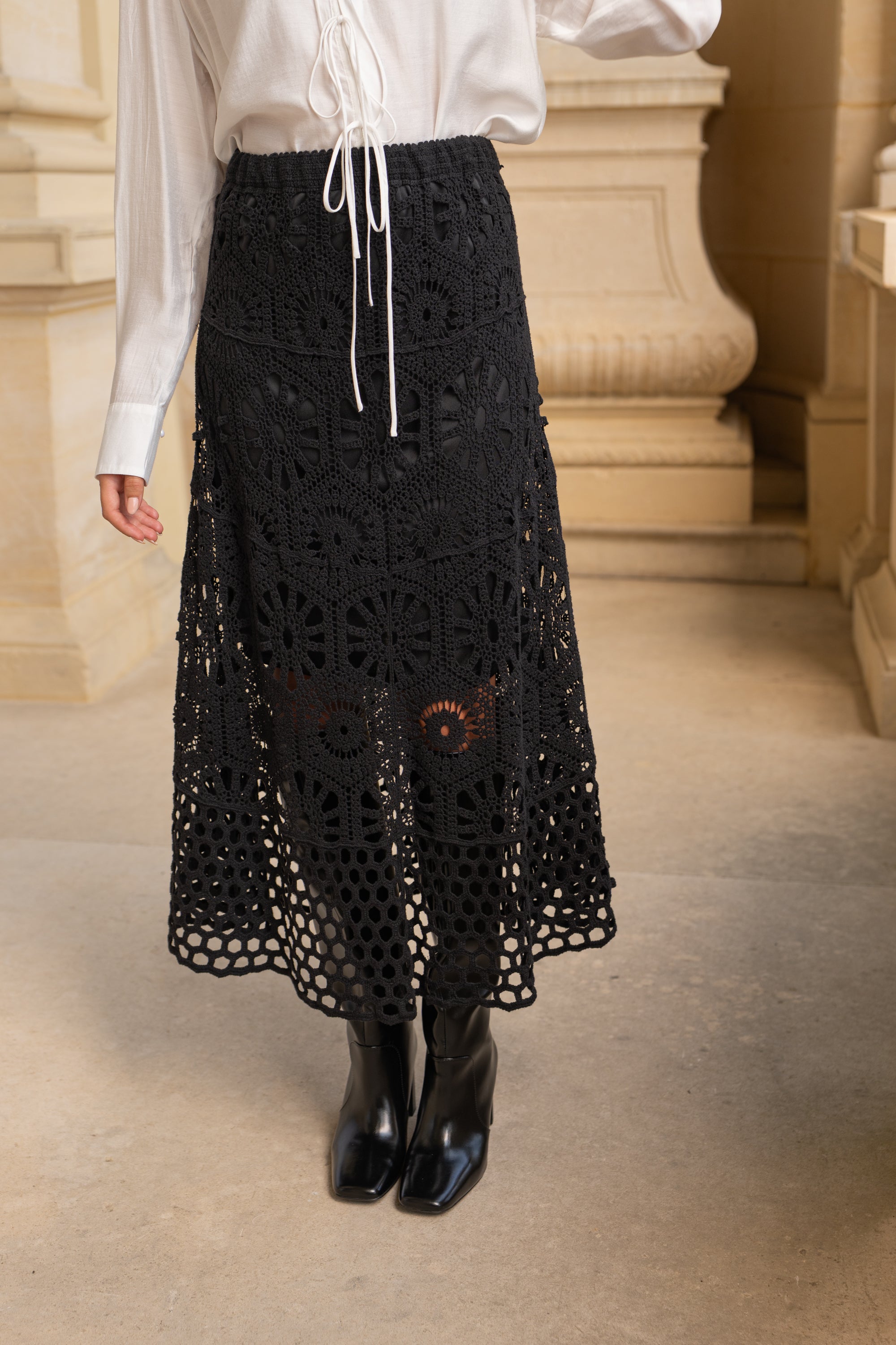 Jupe Mathilda crochet en maille ajourée