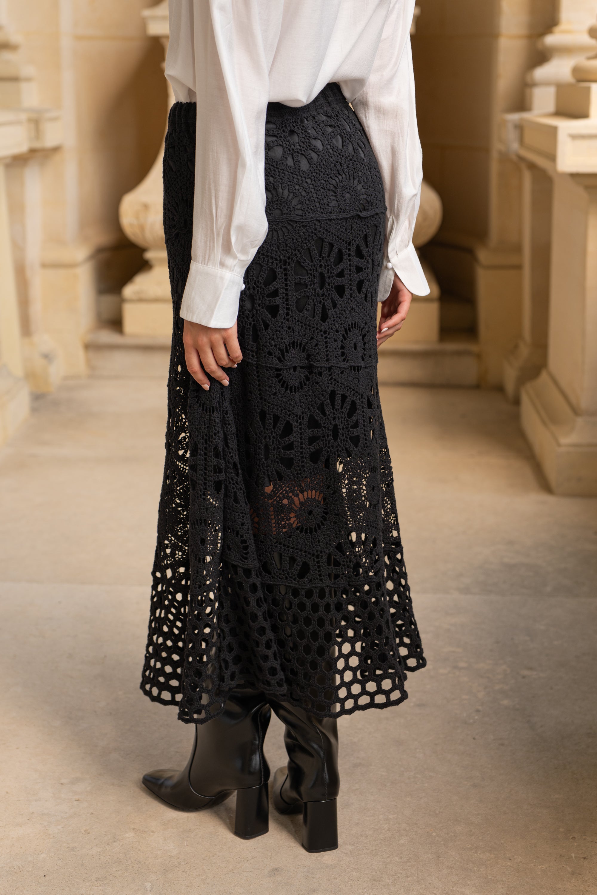 Jupe Mathilda crochet en maille ajourée