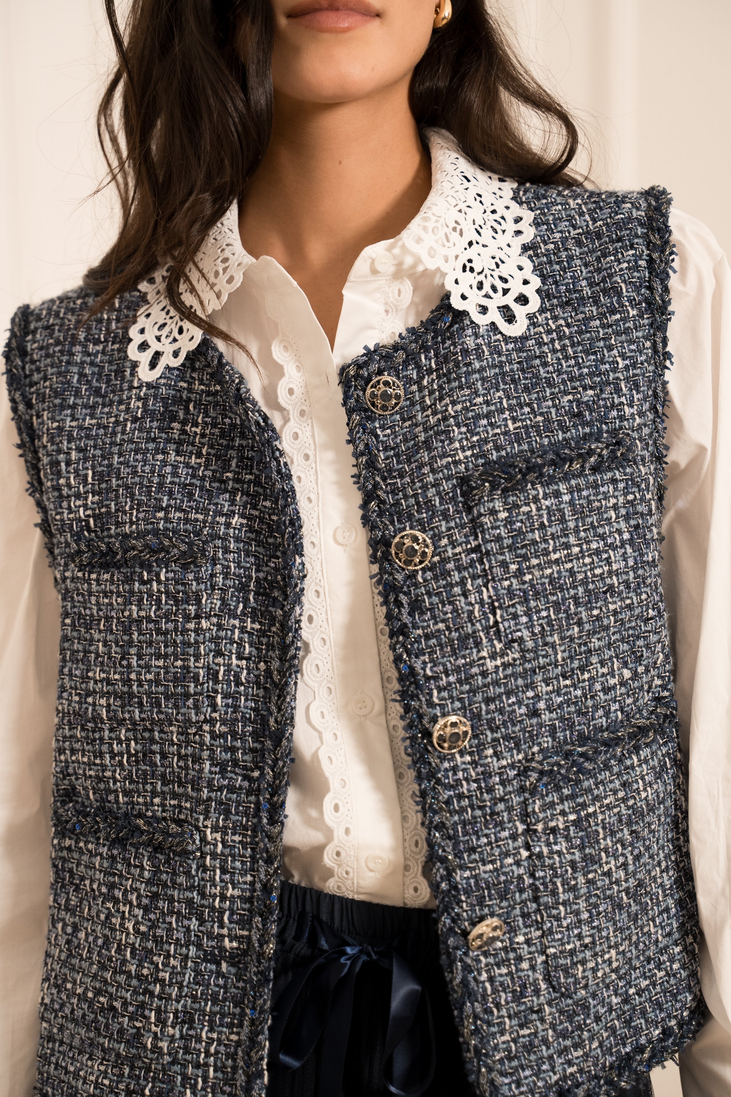 Veste en tweed sans manches
