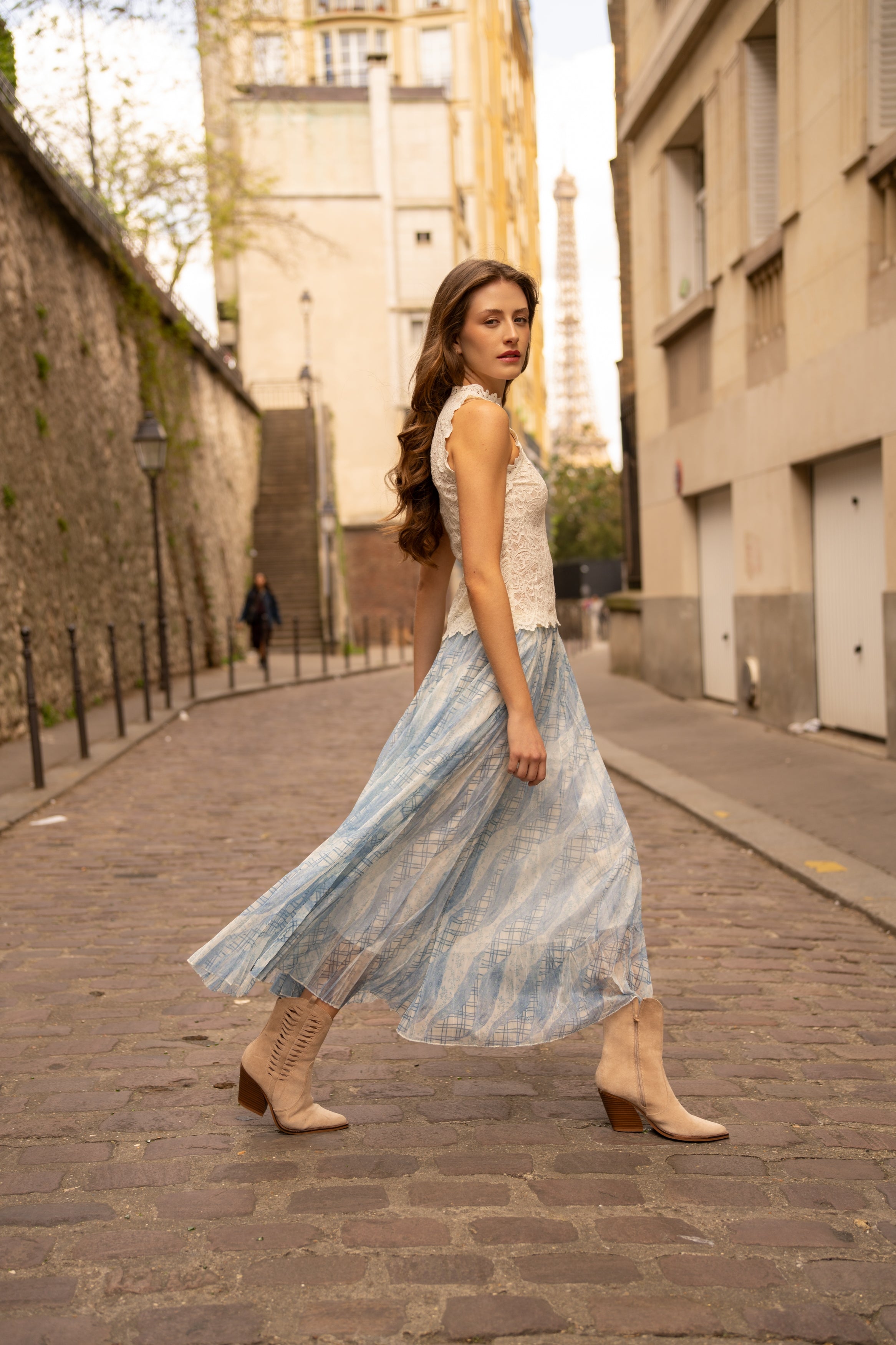 Jupe Vérone tulle imprimé carreaux
