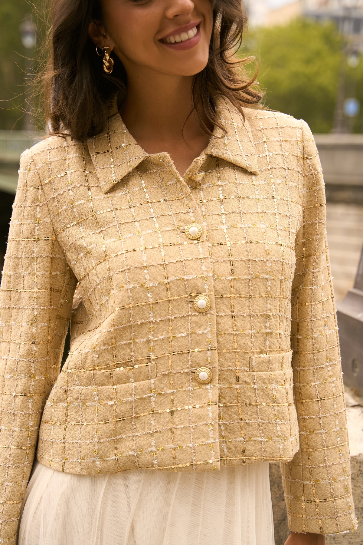 Veste Keira tweed ceinturée
