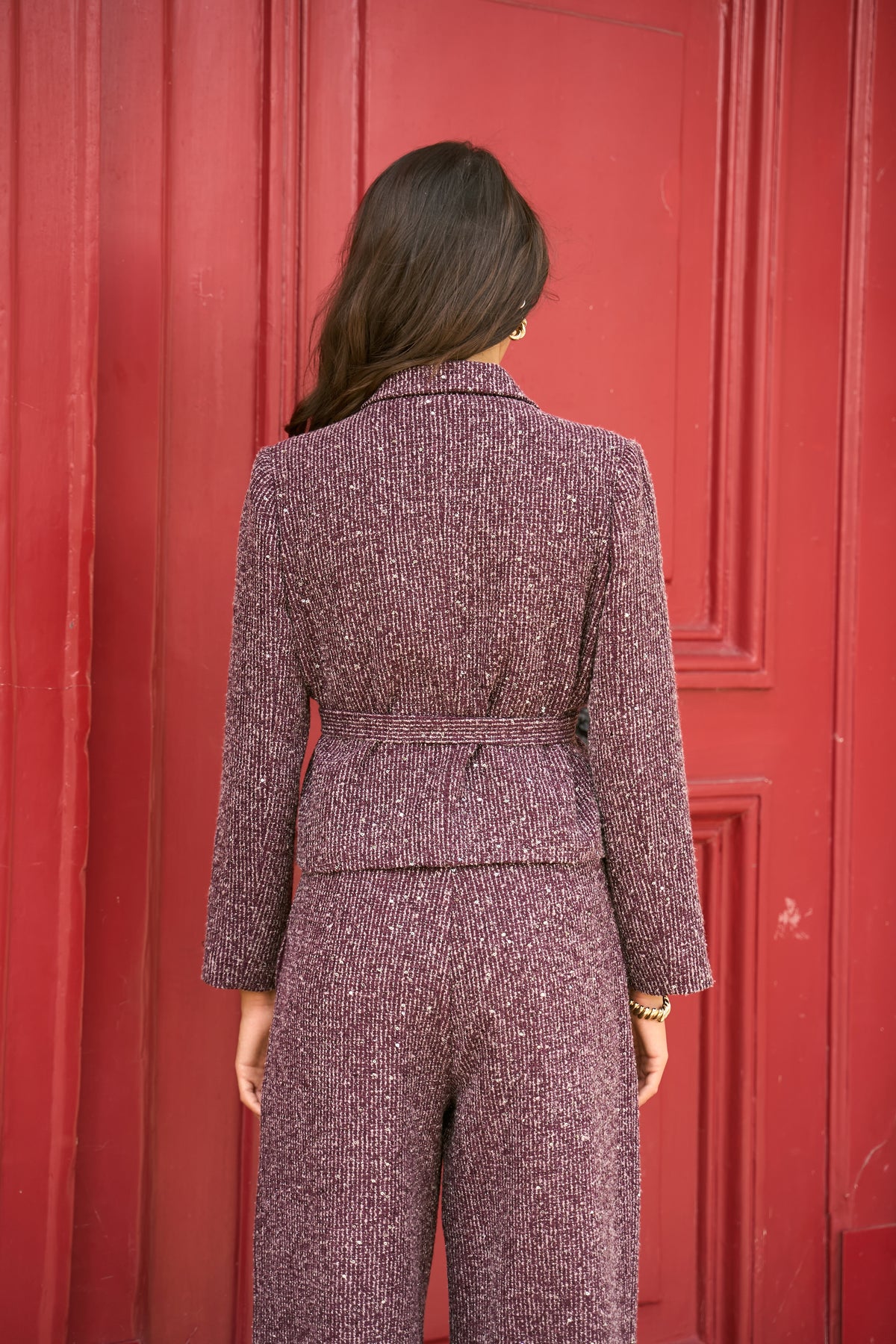 Veste Keira tweed ceinturée