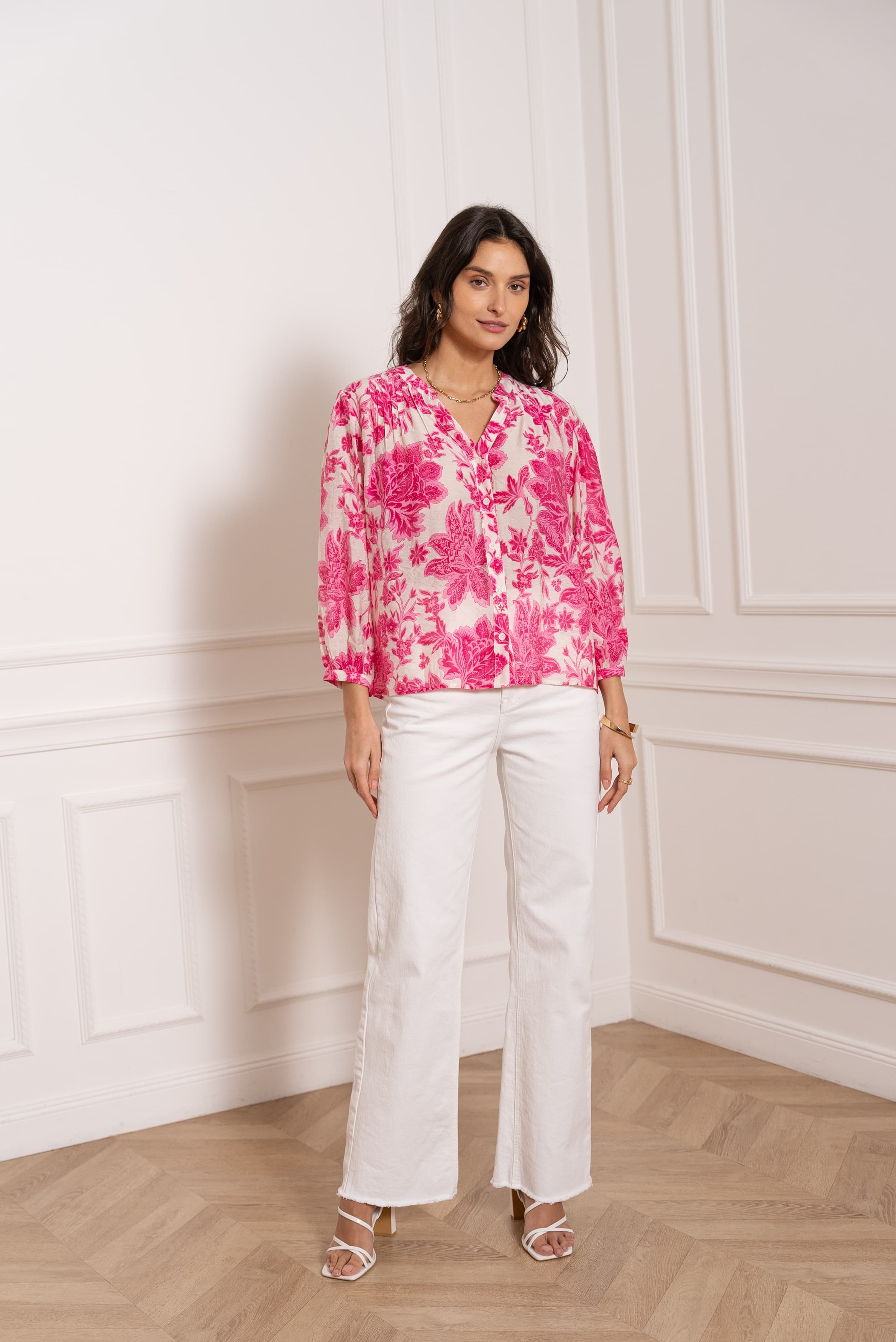 Eléna shirt in floral printed silk