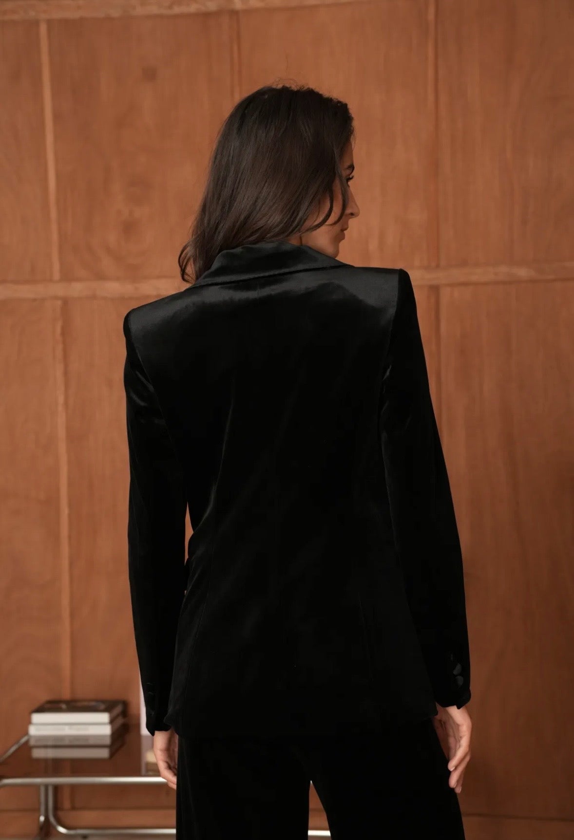 Veste tailleur Ganny en velours simple bouton