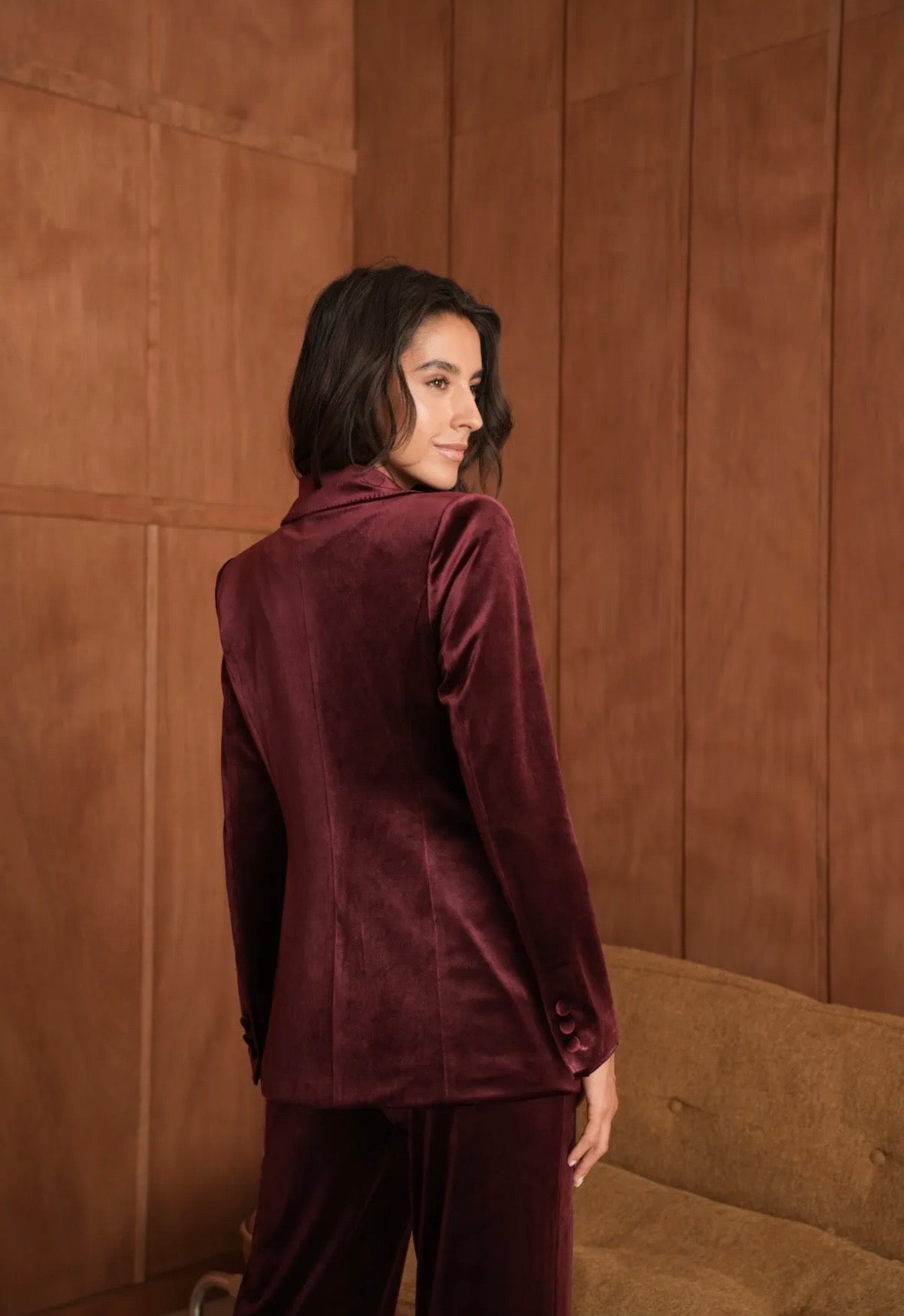 Veste tailleur Ganny en velours simple bouton