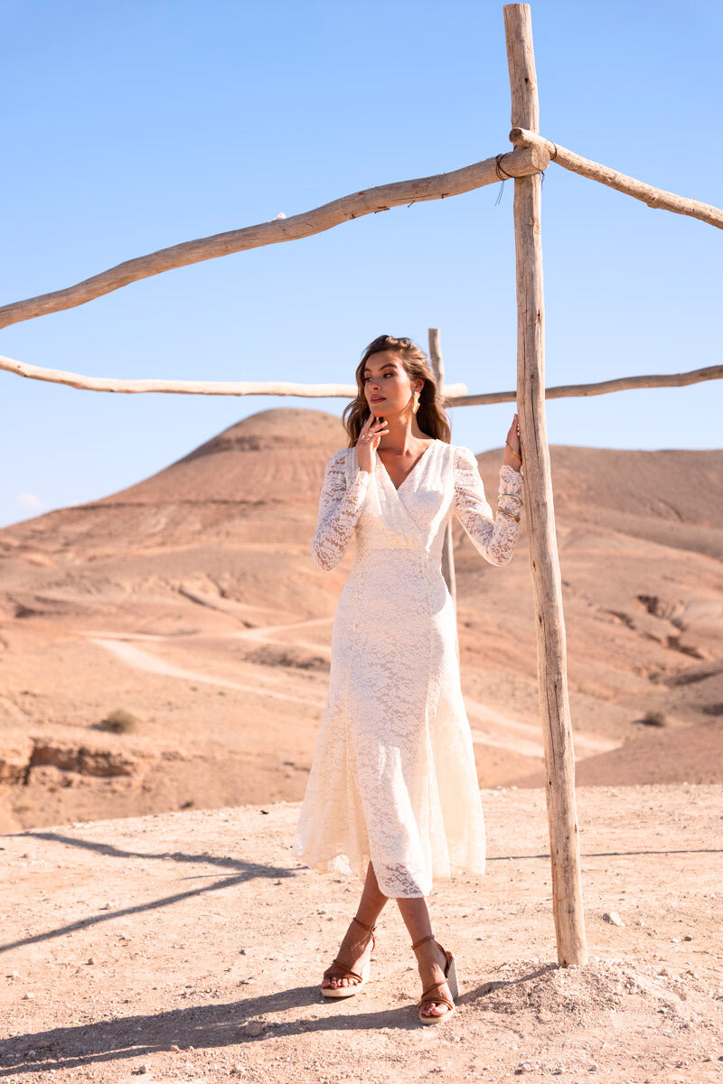 Robe midi en dentelle