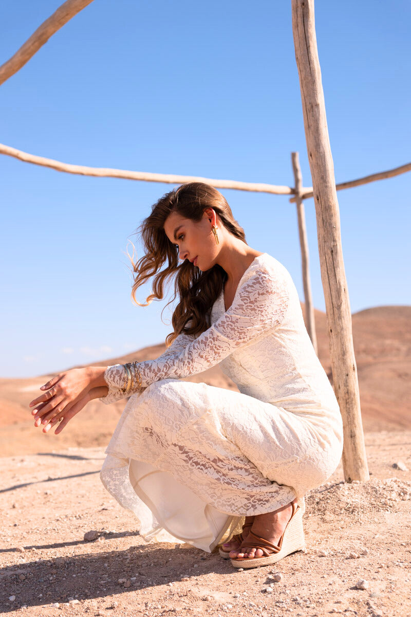 Robe midi en dentelle