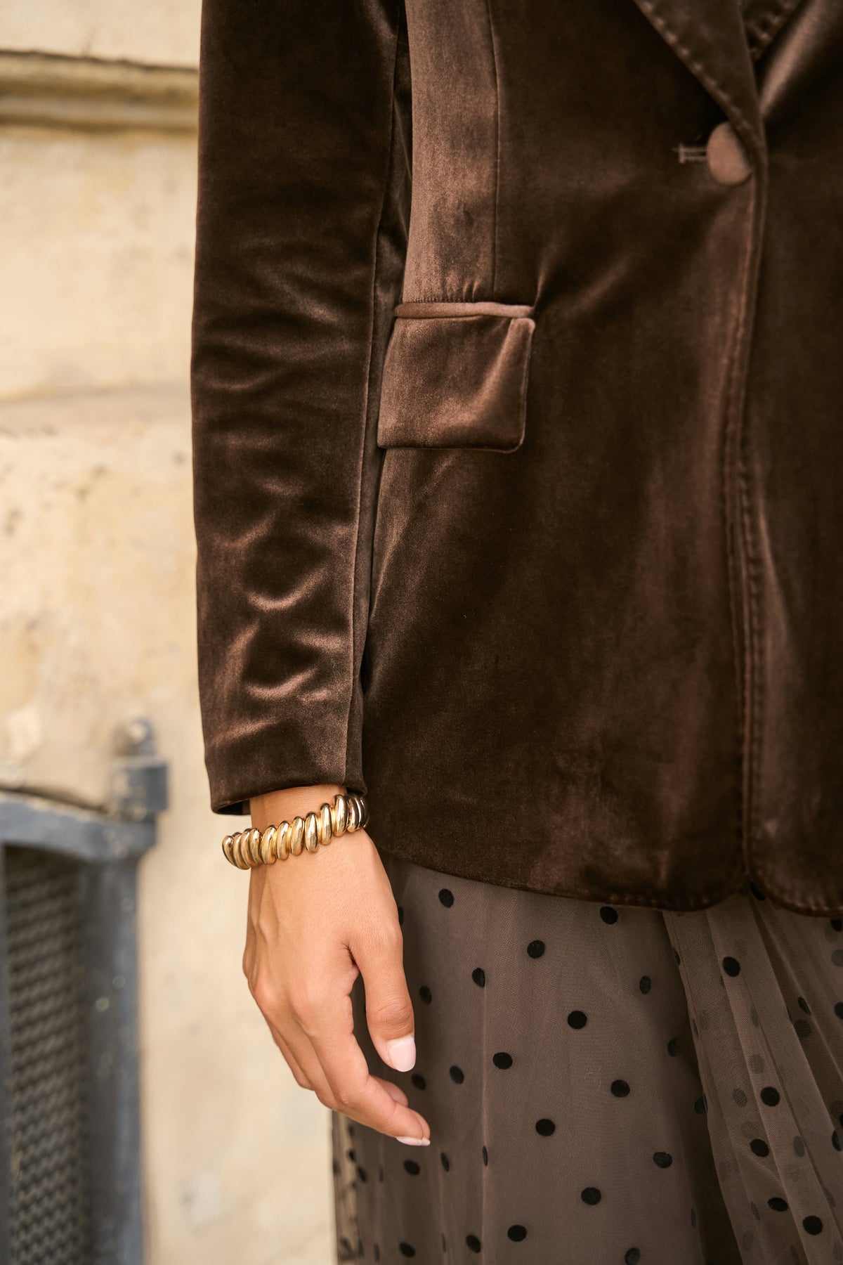 Veste tailleur Ganny en velours simple bouton