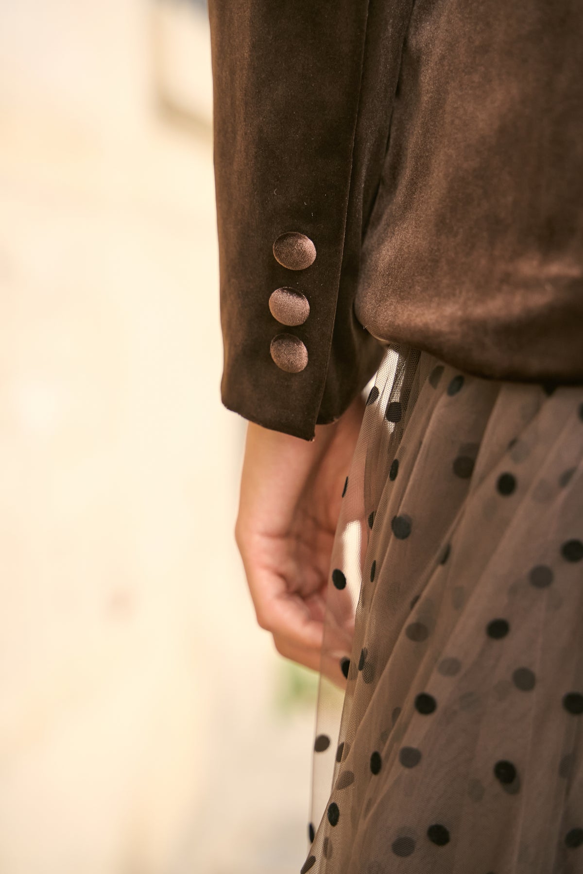 Veste tailleur Ganny en velours simple bouton