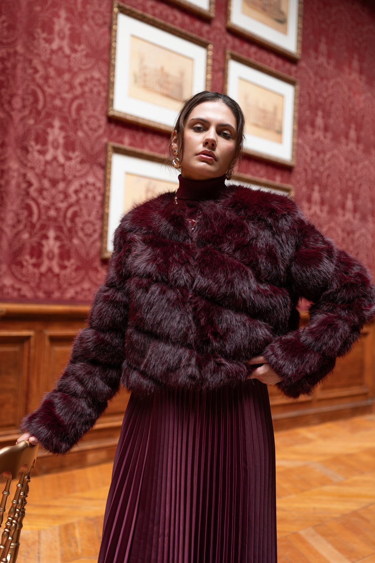 Veste courte en fausse fourrure Paula