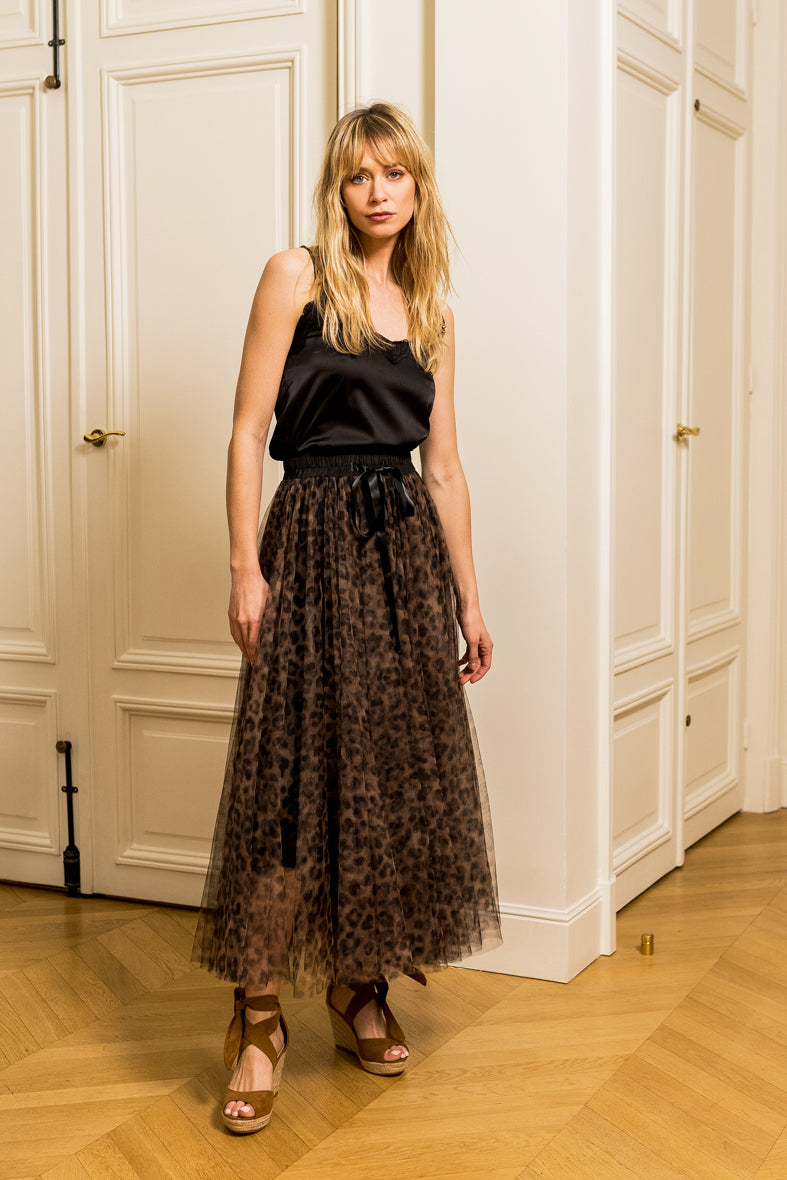 Aria large leopard tulle skirt
