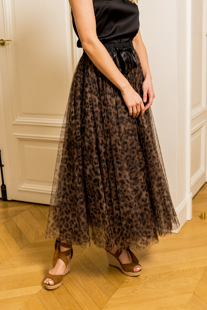 Aria large leopard tulle skirt