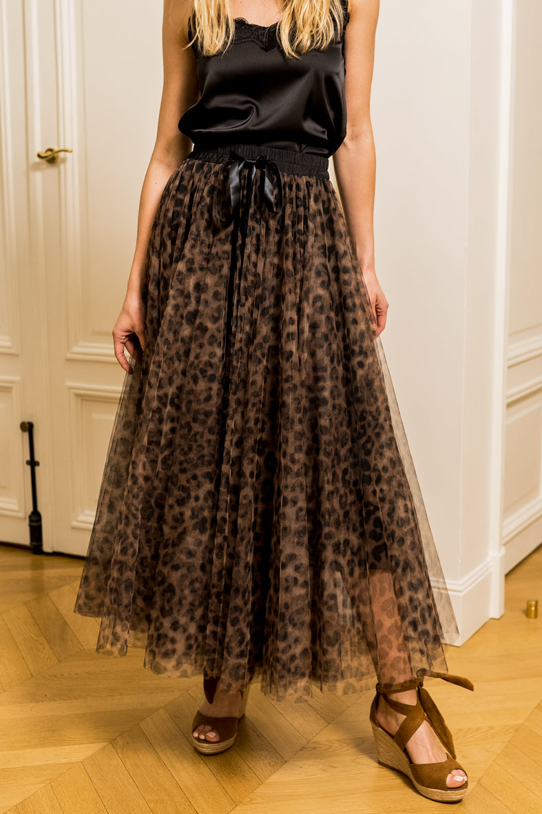 Aria large leopard tulle skirt