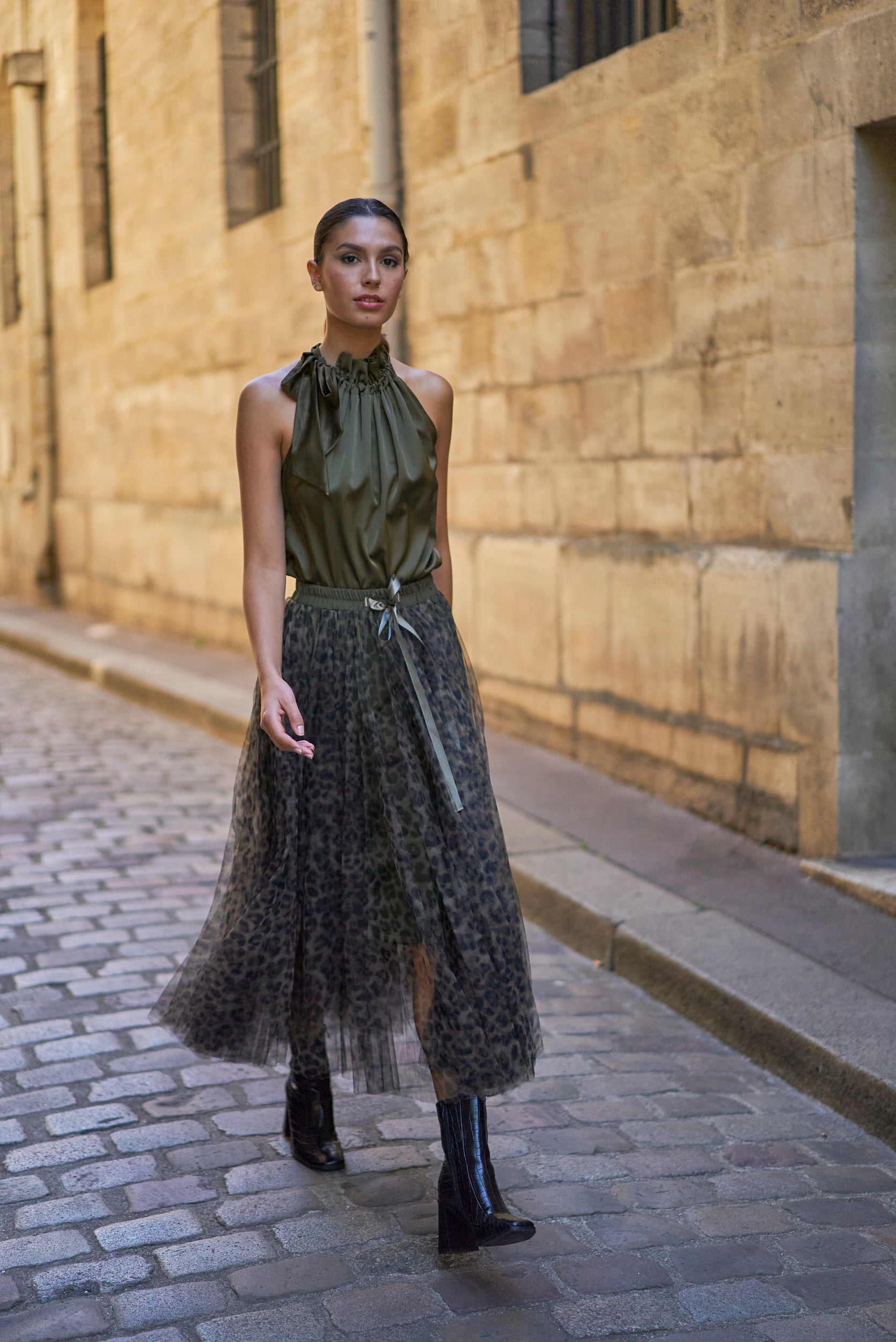 Aria large leopard tulle skirt