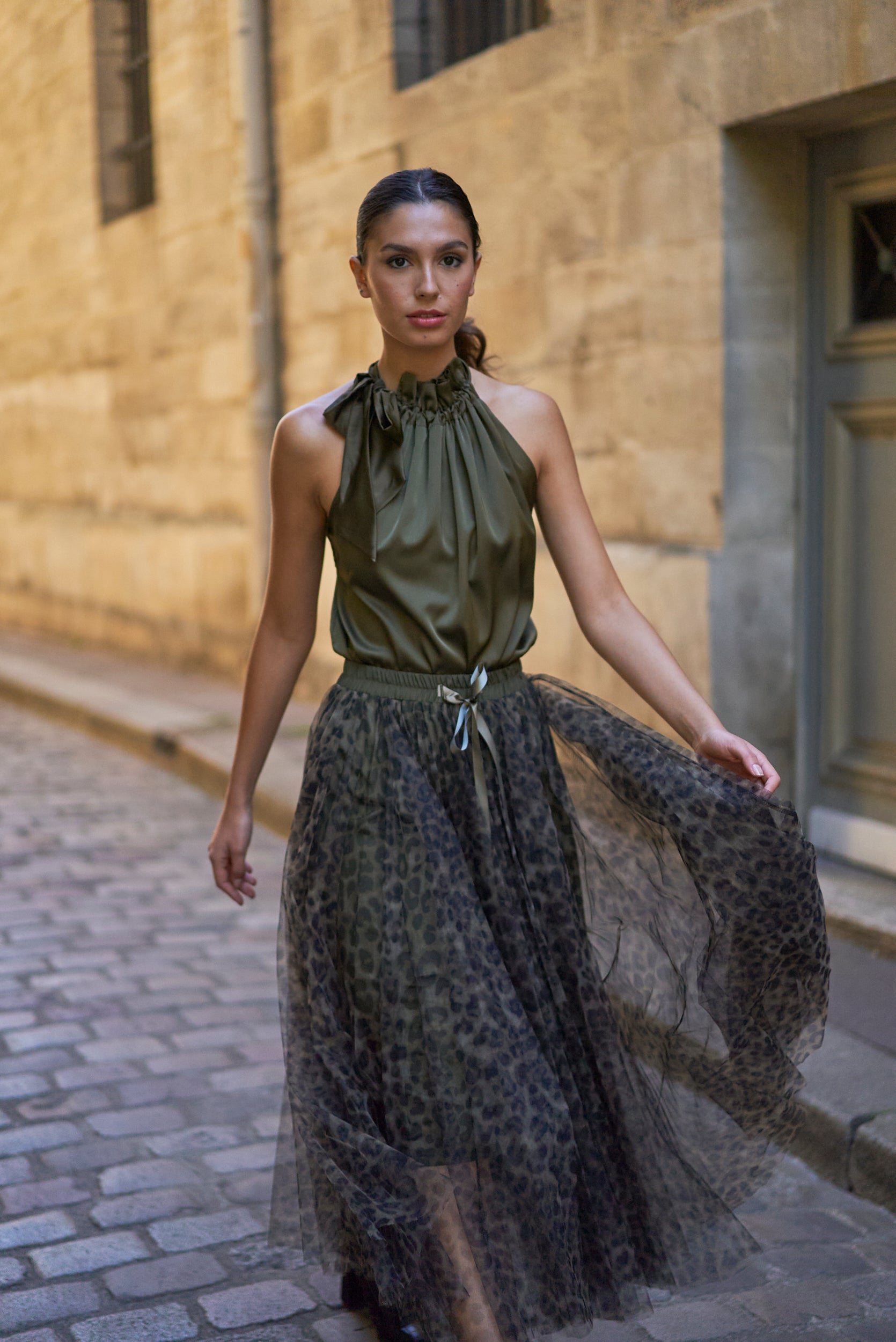 Aria large leopard tulle skirt