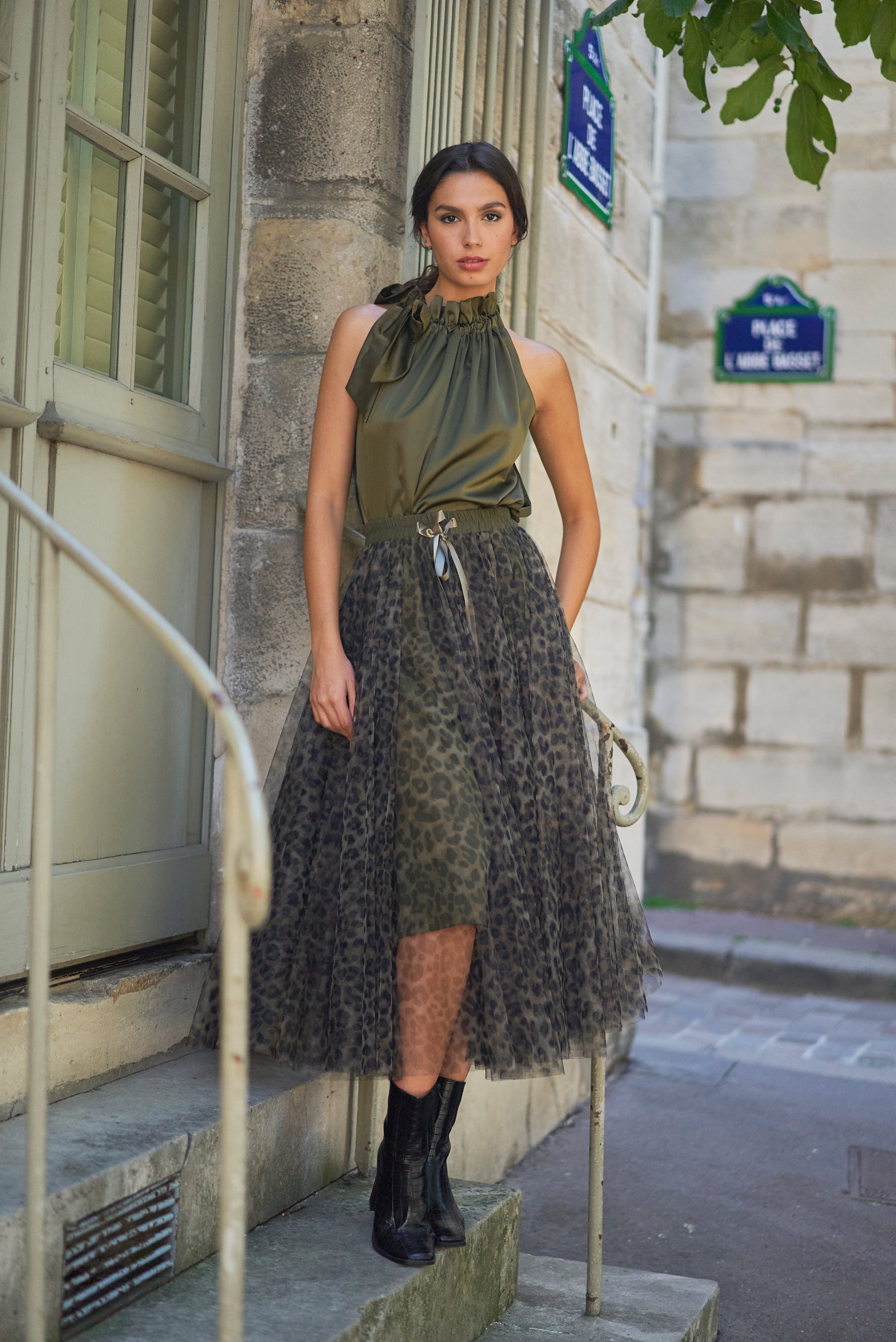 Aria large leopard tulle skirt
