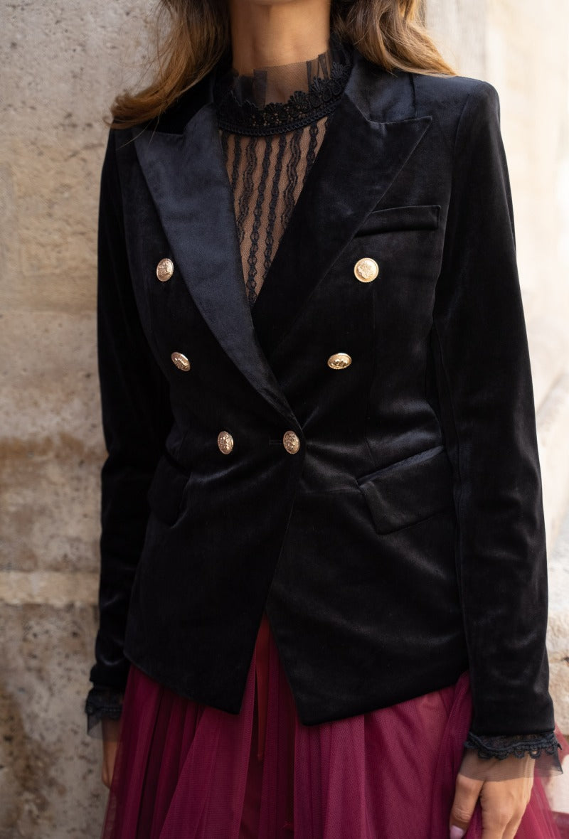 Gabrielle Velvet Blazer Jacket