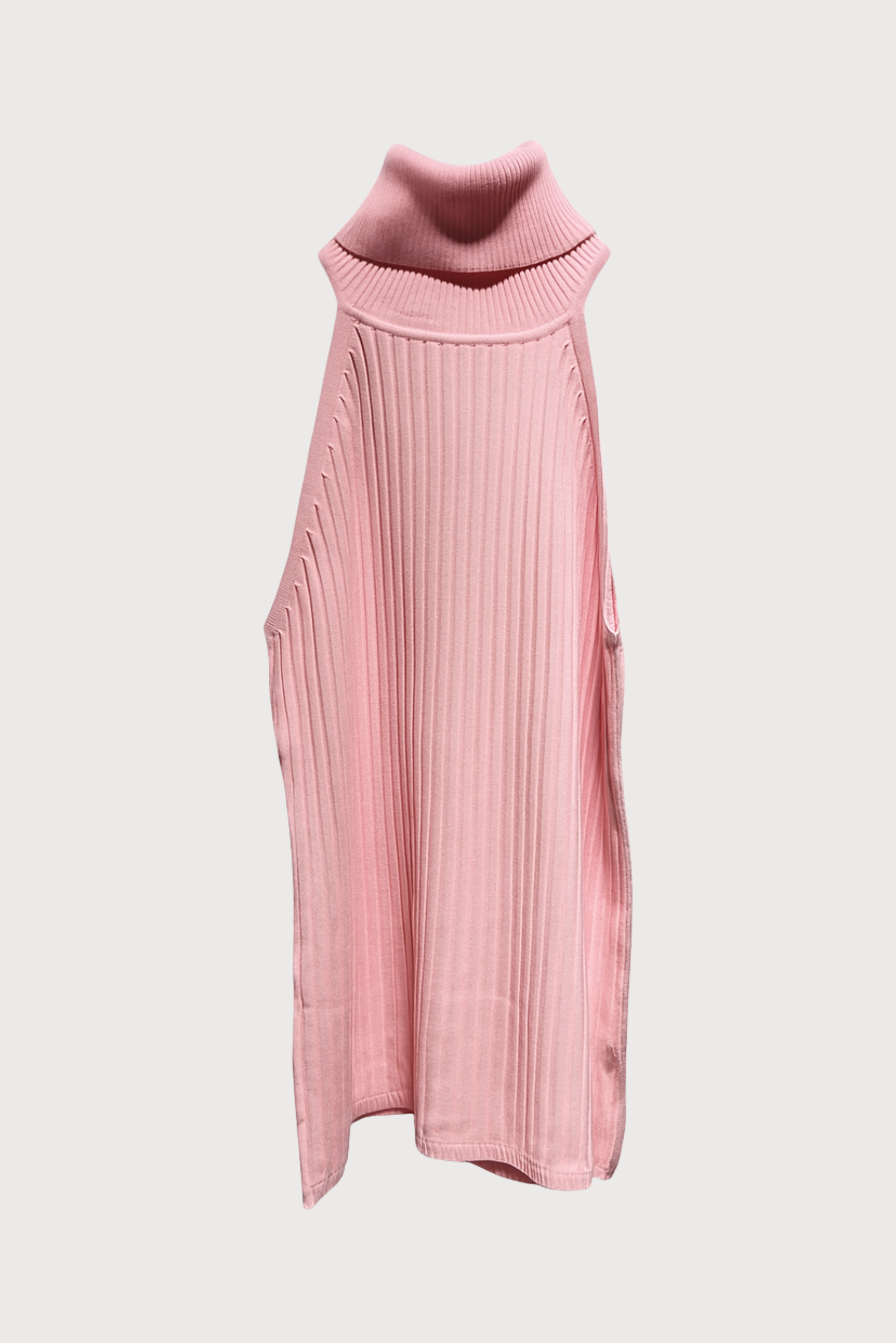 Top débardeur col roulé en maille côtelée