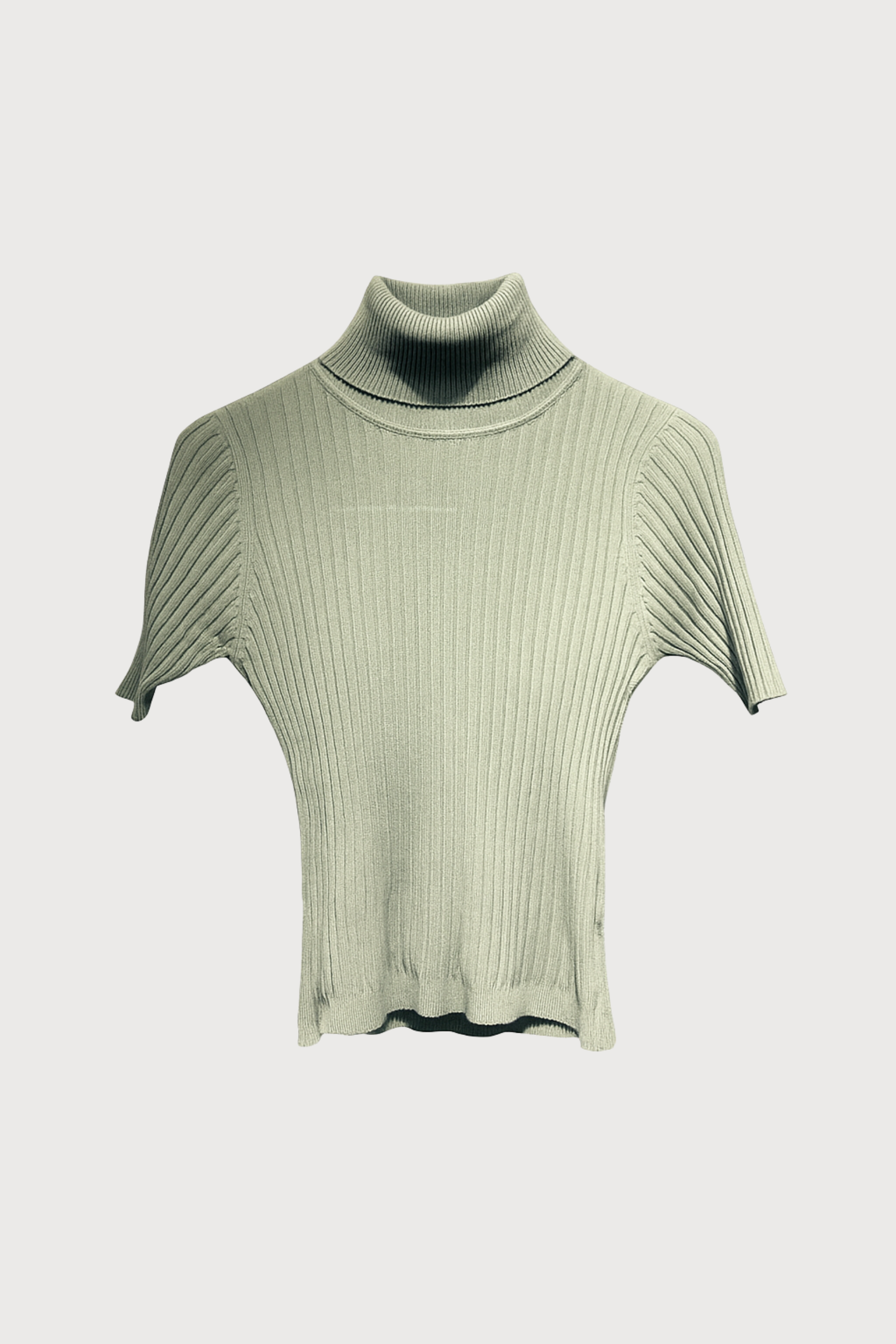 Top col roulé en maille côtelée