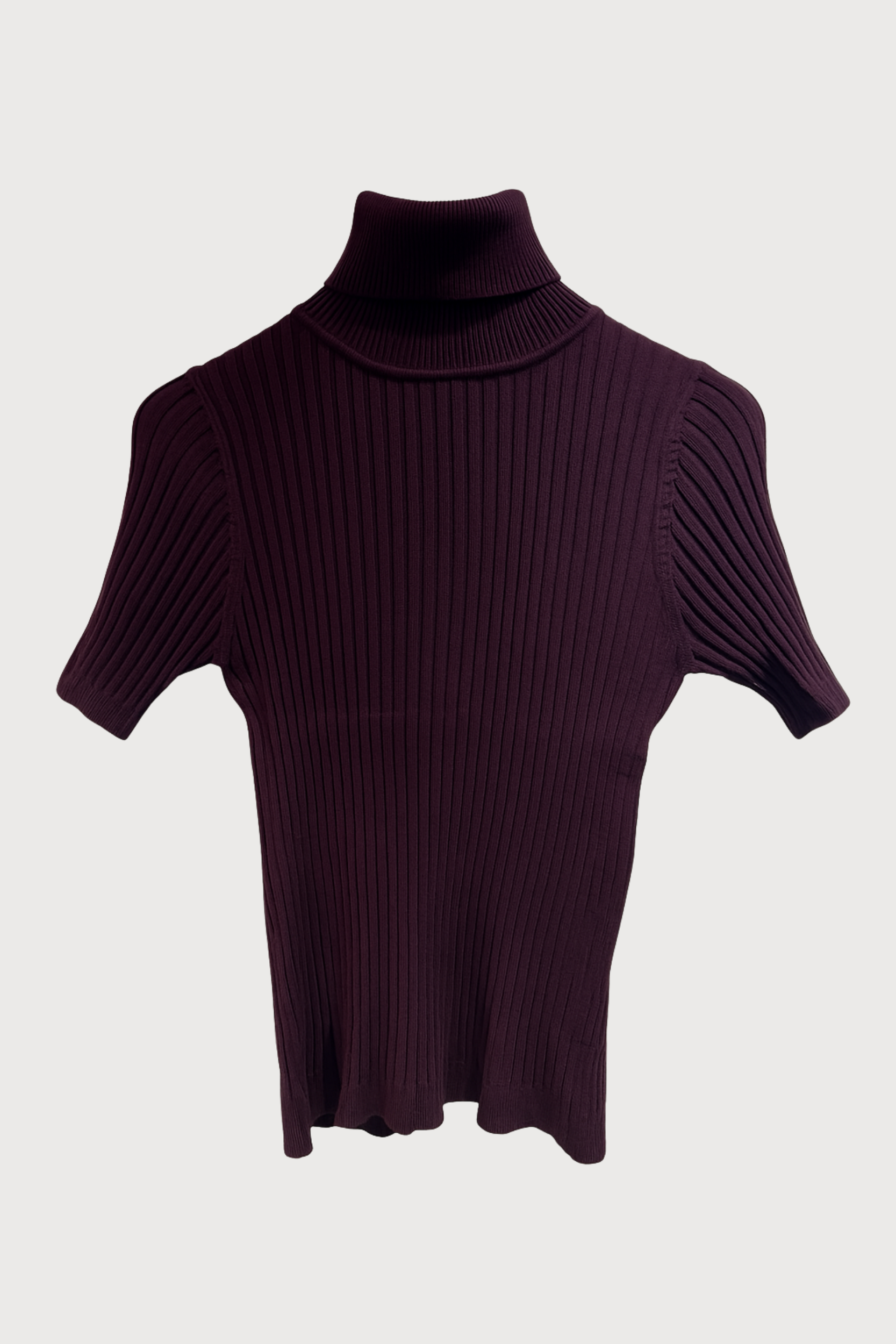 Top col roulé en maille côtelée