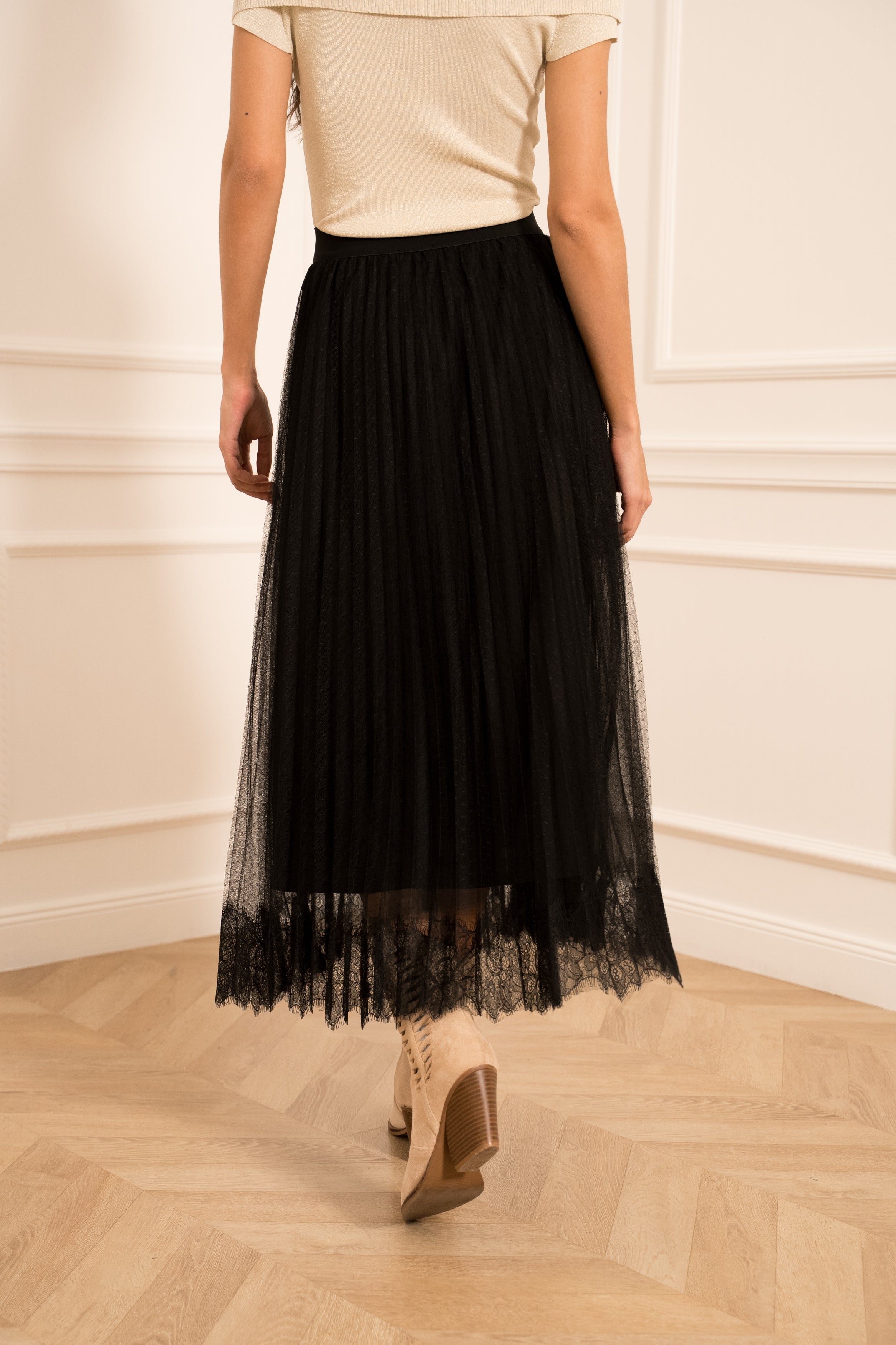 Jupe Jeanne tulle plissée dentelle Jeanne