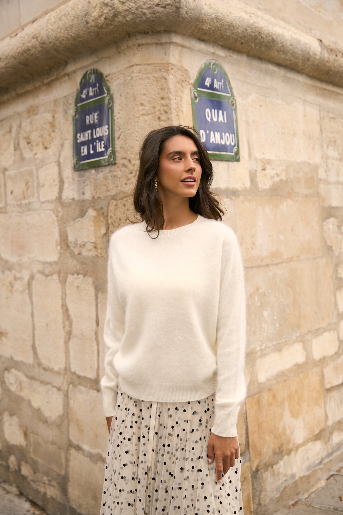 Pull col rond fluffy laine & cachemire