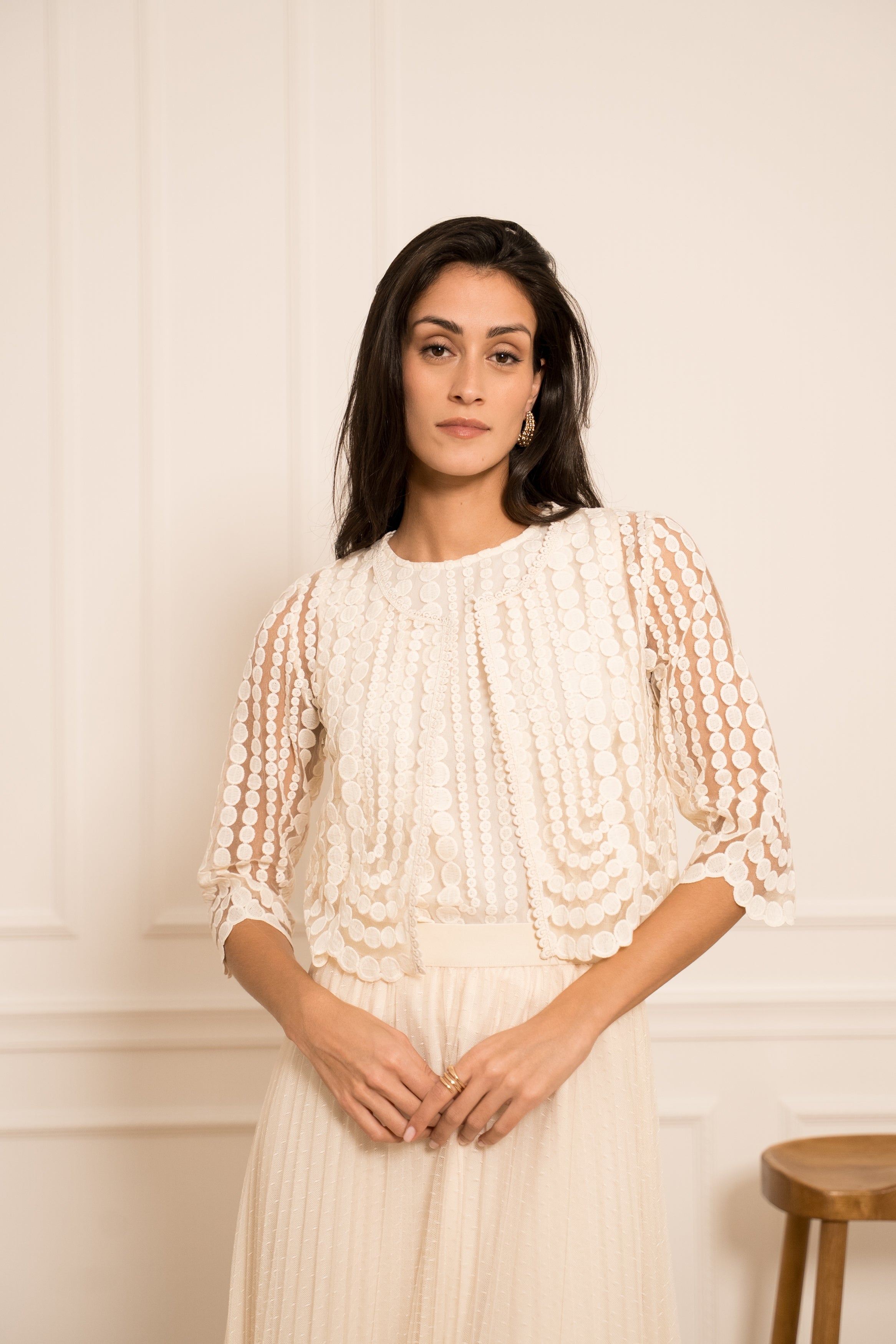 Gilet boléro Selena en dentelle guipure