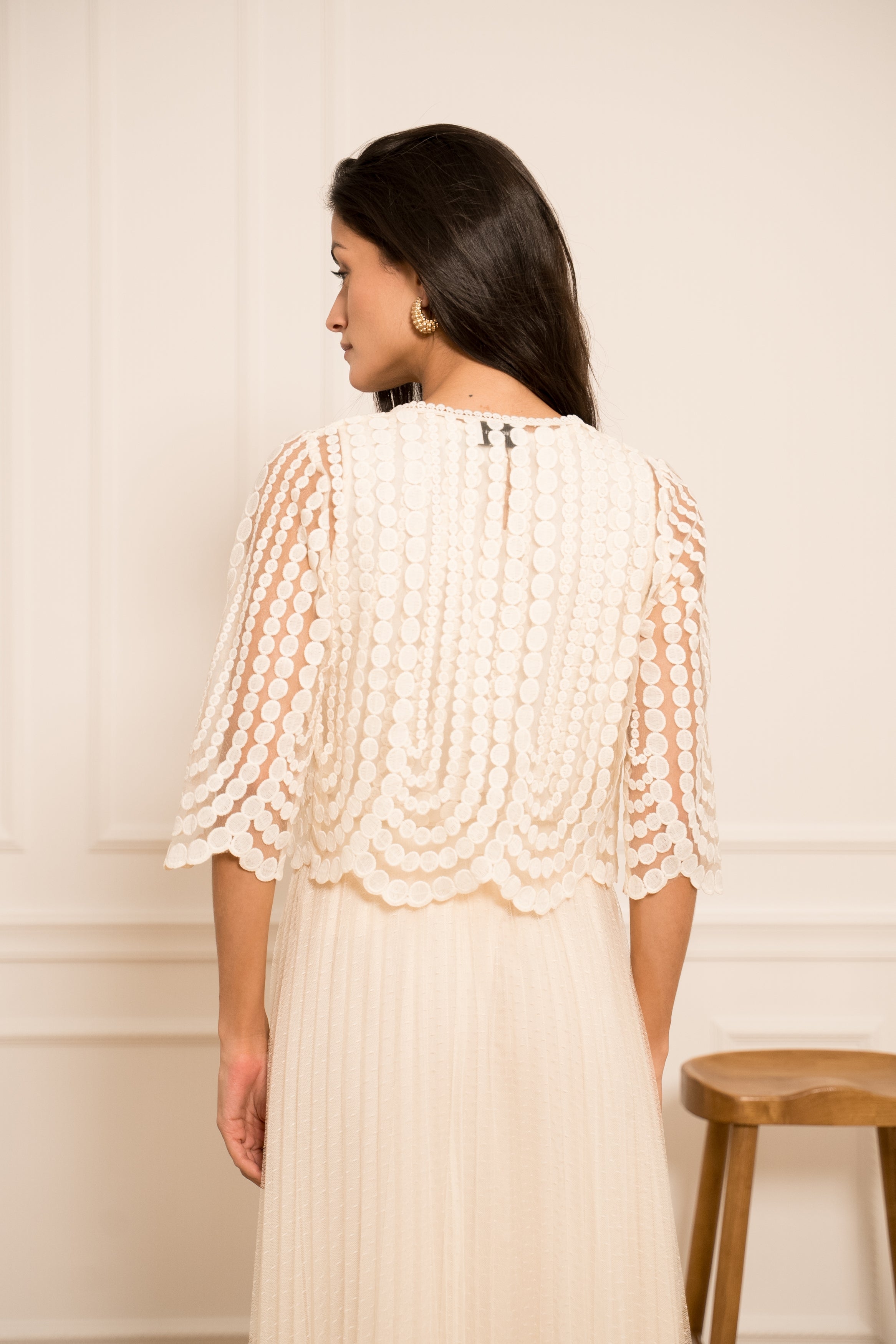 Gilet boléro Selena en dentelle guipure