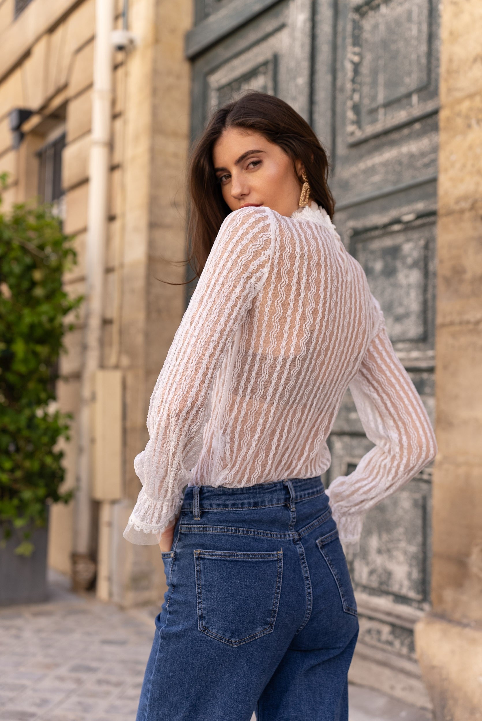 Ariane turtleneck lace blouse 