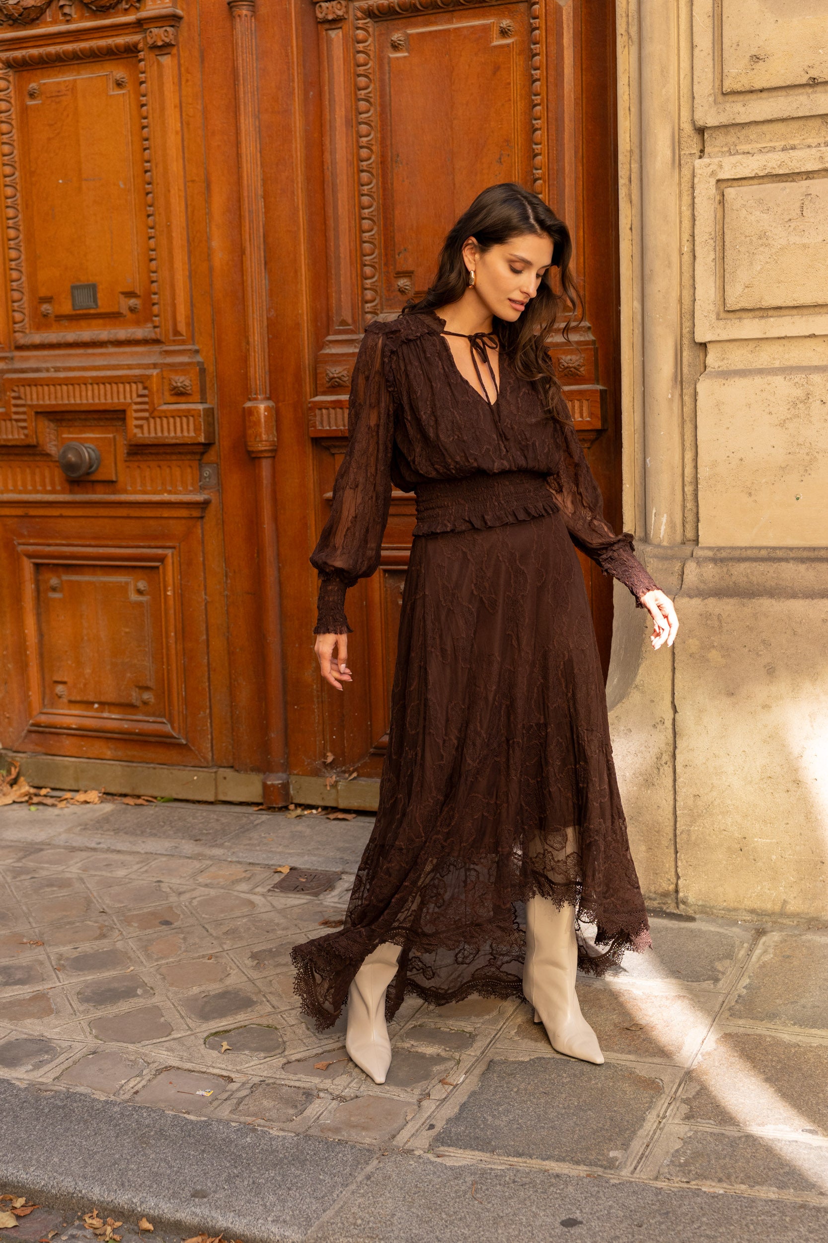 Jupe asymétrique September en dentelle