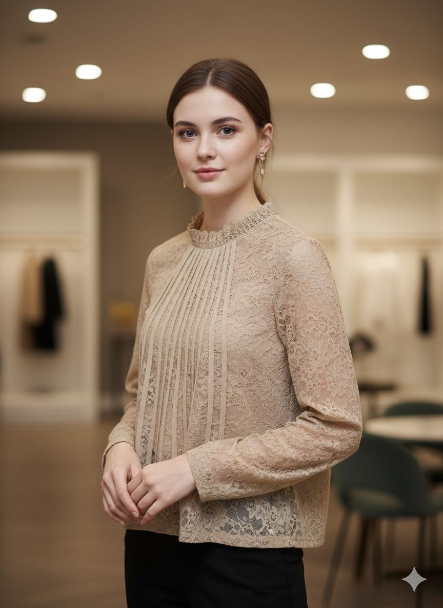 Tiffany lace blouse with borders