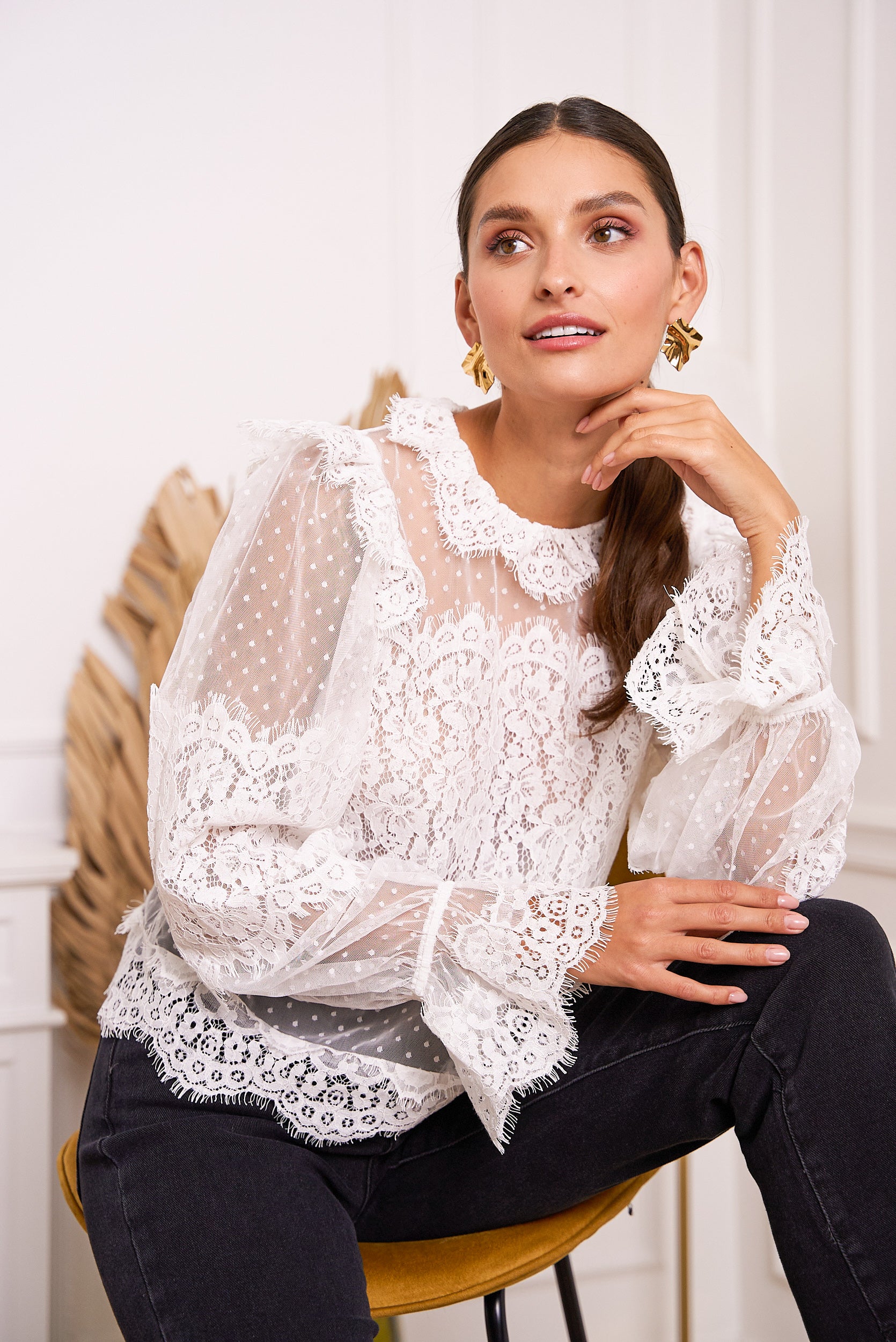 Ariane turtleneck lace blouse 