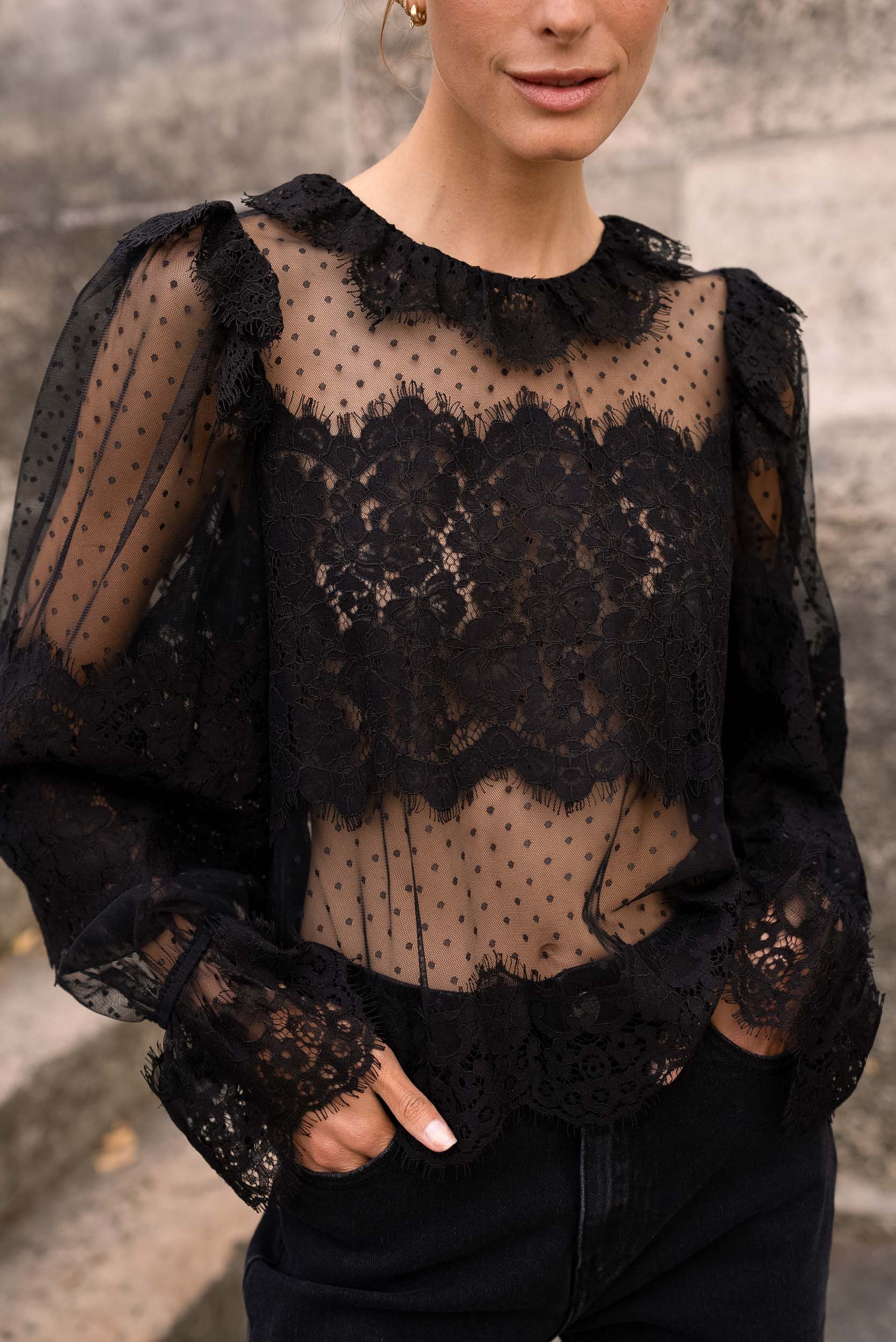 Ariane turtleneck lace blouse 
