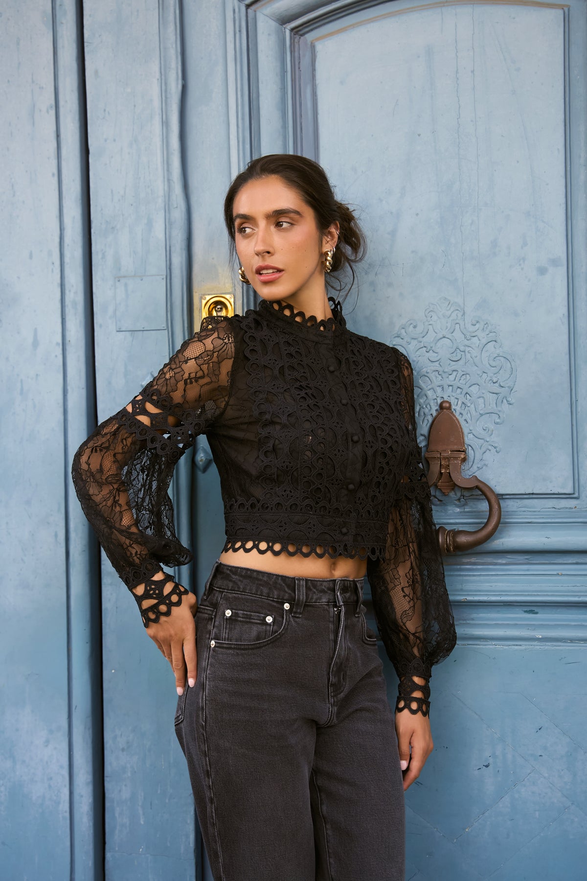Ariane turtleneck lace blouse 