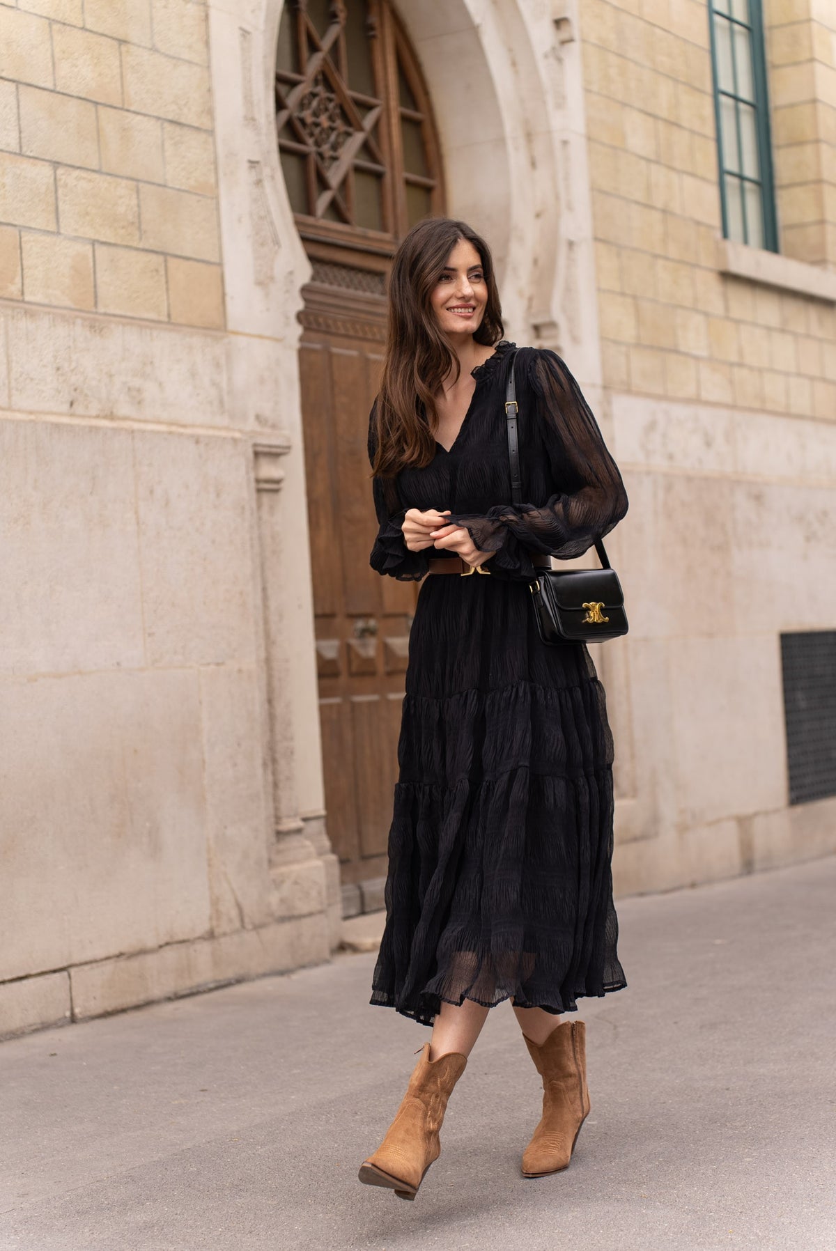 Robe longue froncée Simone