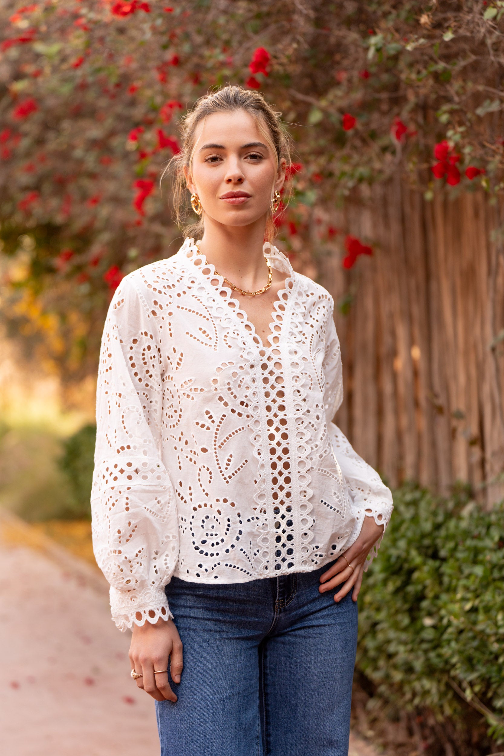 Blouse Camille en coton ajouré