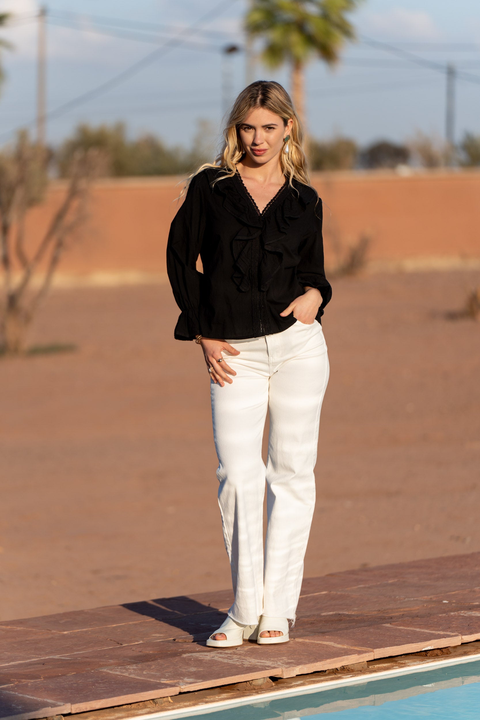 Chemise Billy en coton col froufrou