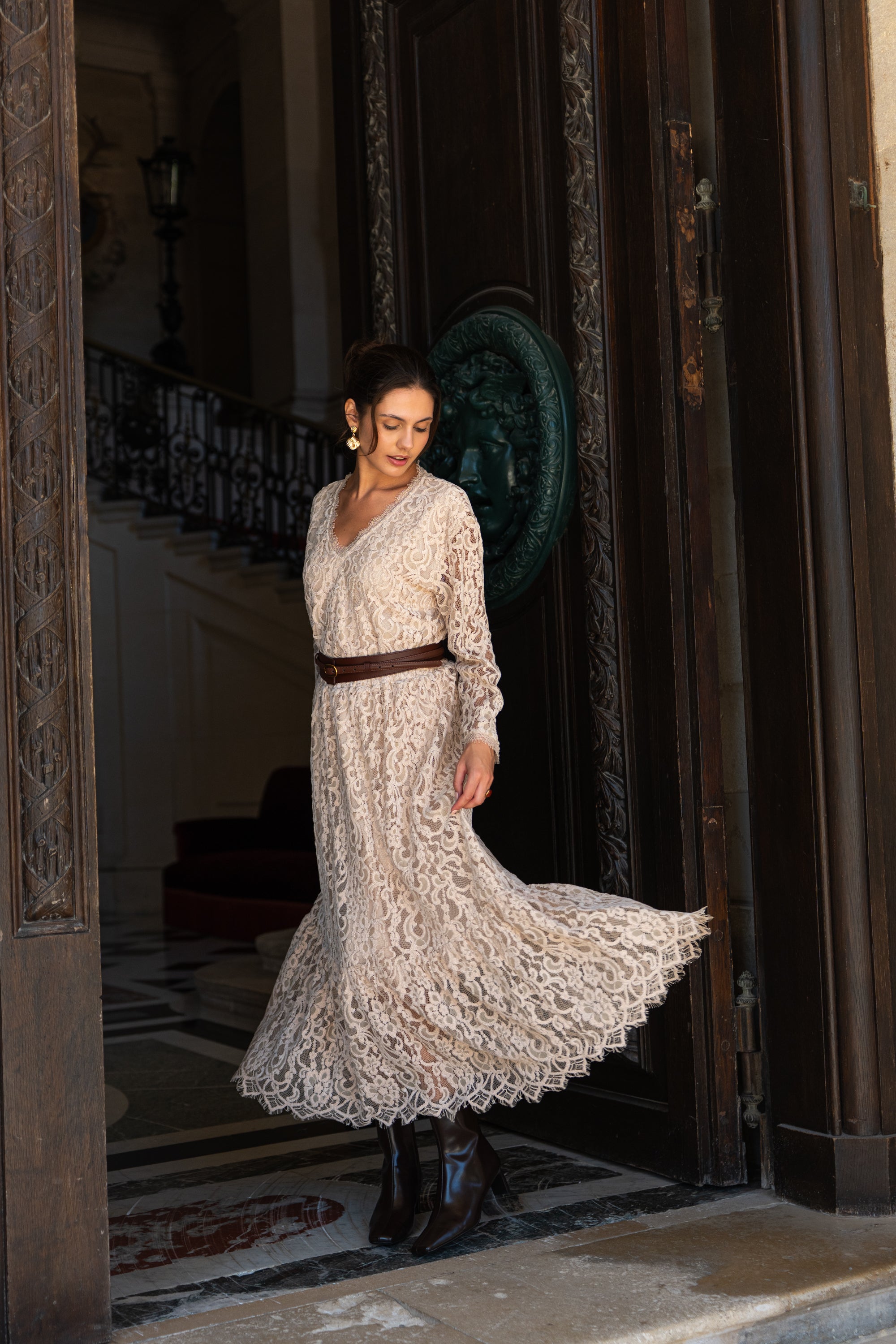 Jupe Maël en dentelle avec godets