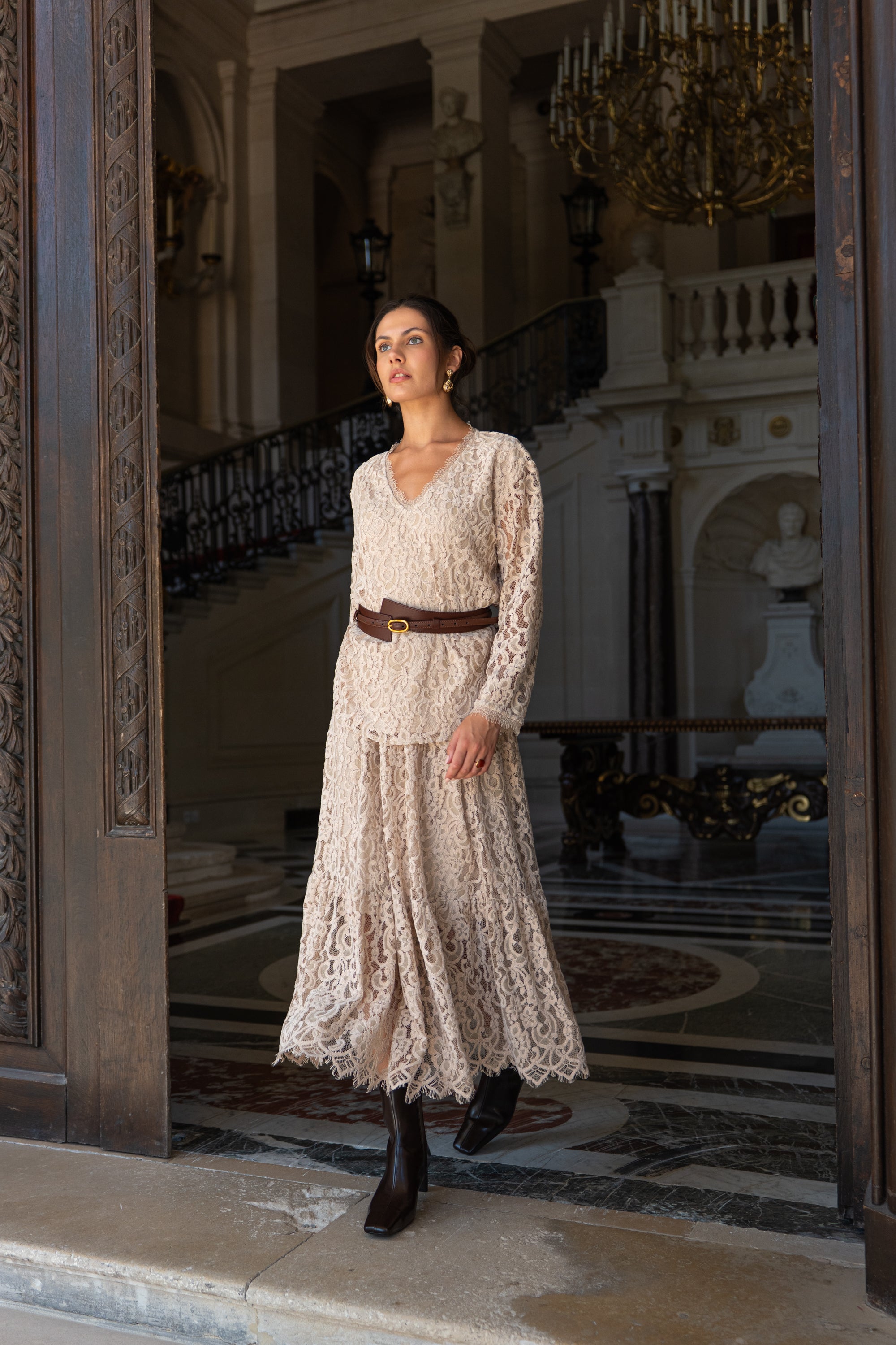 Jupe Maël en dentelle avec godets