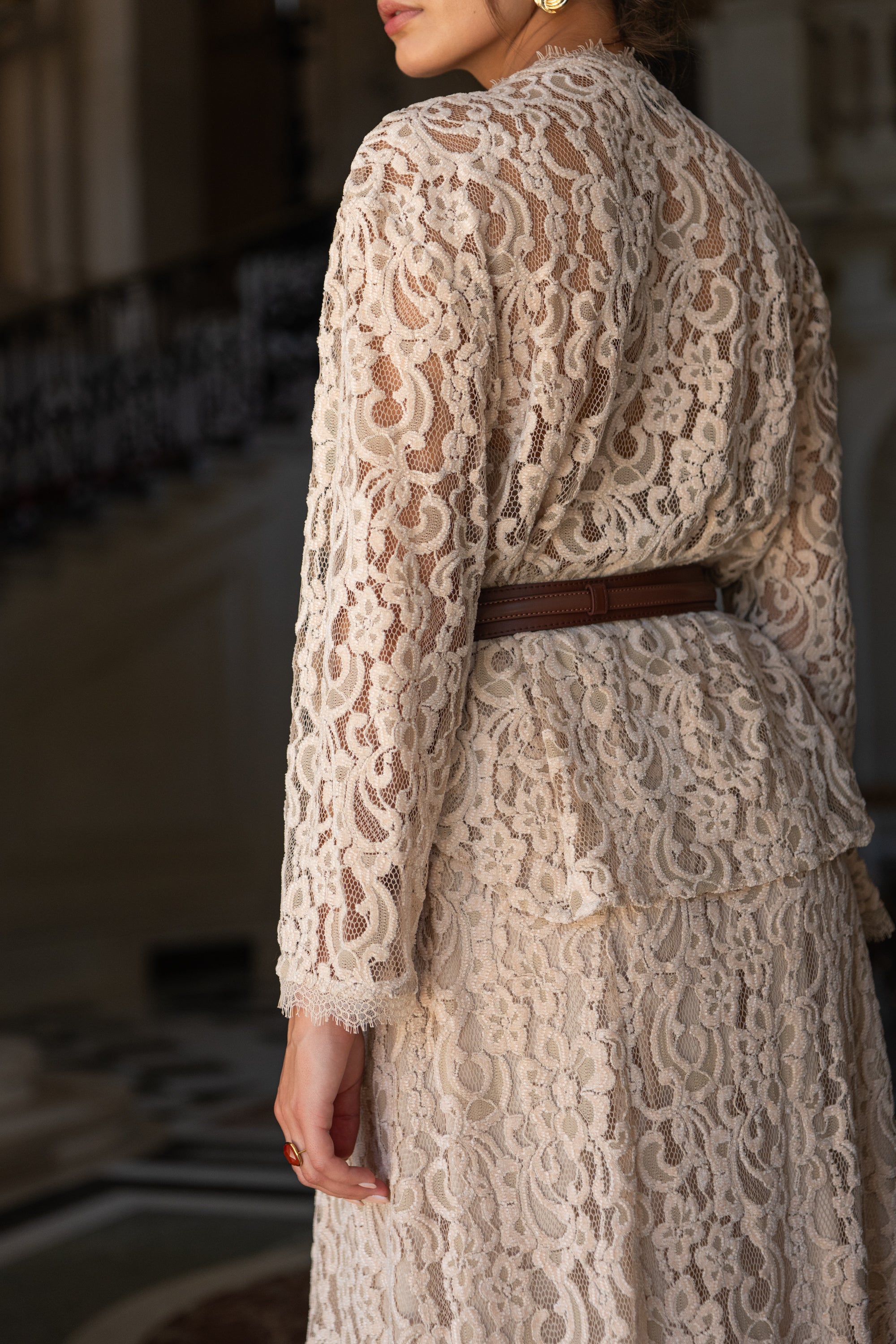 Blouse Maël col V en dentelle